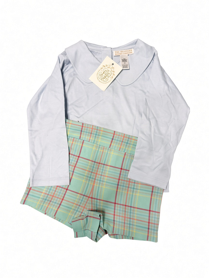 4T TBBC Peter Pan Collar Shirt Buckhead Blue + Sherwood Shorts