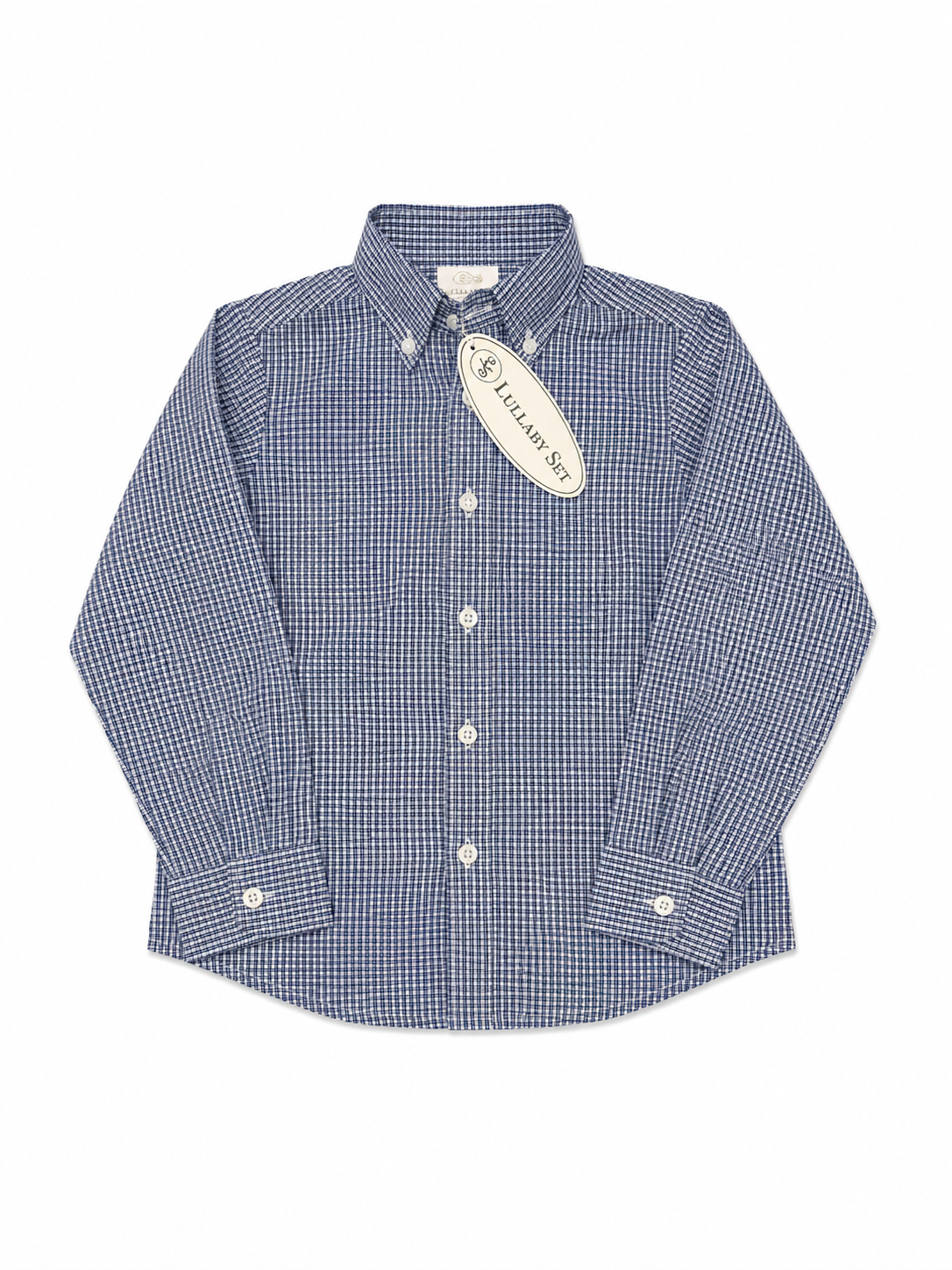 6 Lullaby Set Navy Blue Check Button Down