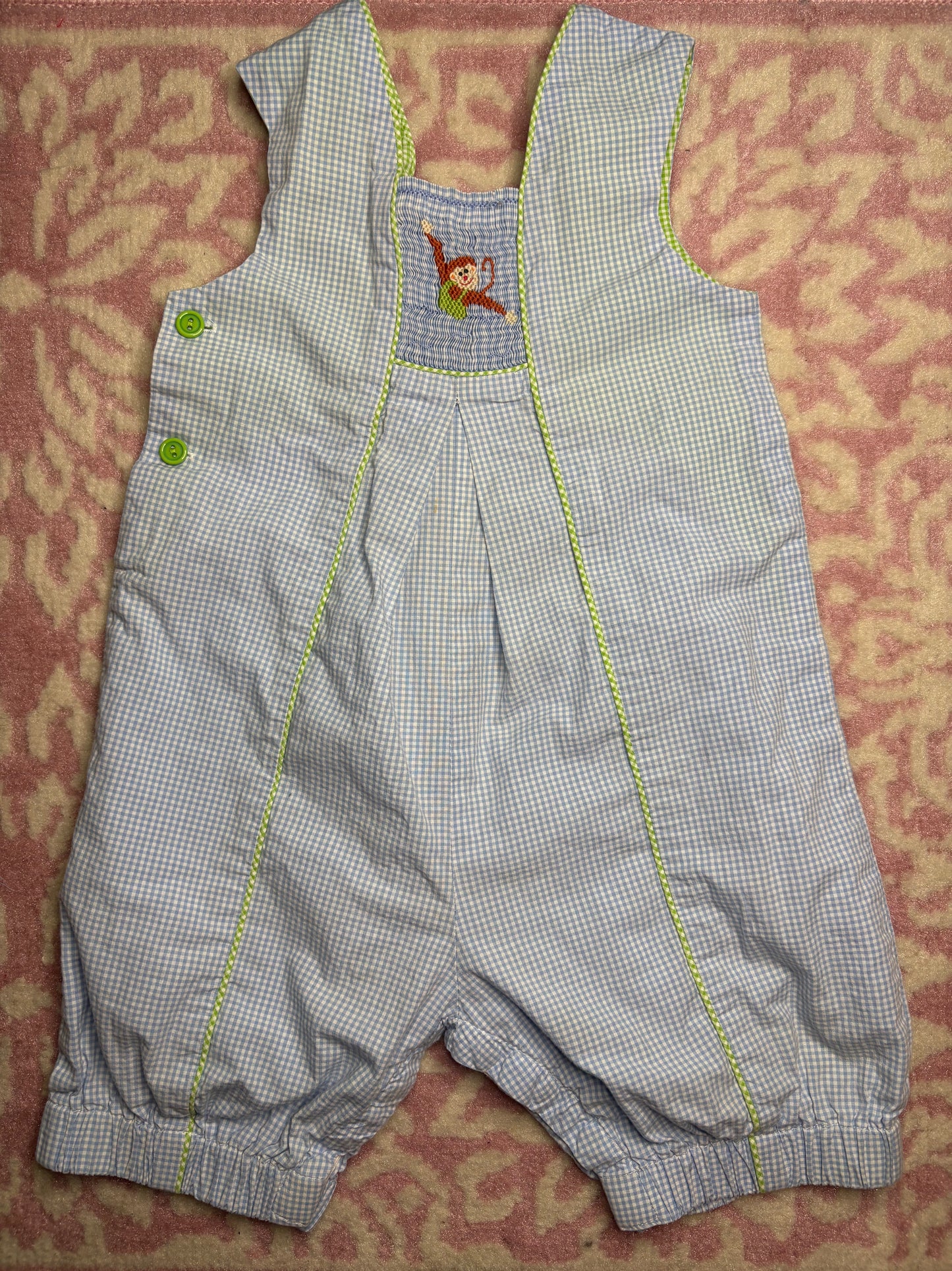 1 (12-18M) Beaux et Belles Smocked Monkey Jon Jon