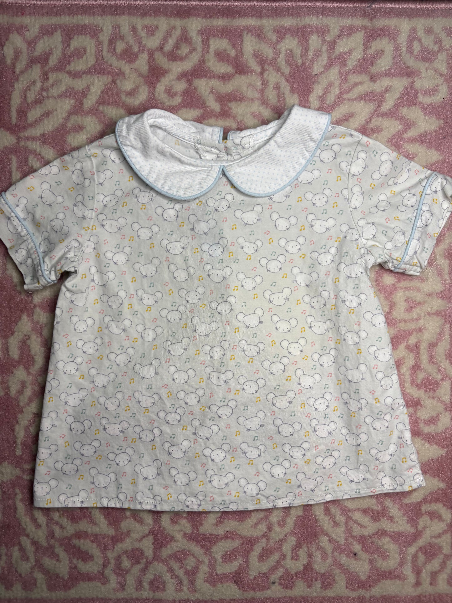 2T Jetson Cubbington Mouse Print Peter Pan Collared Shirt