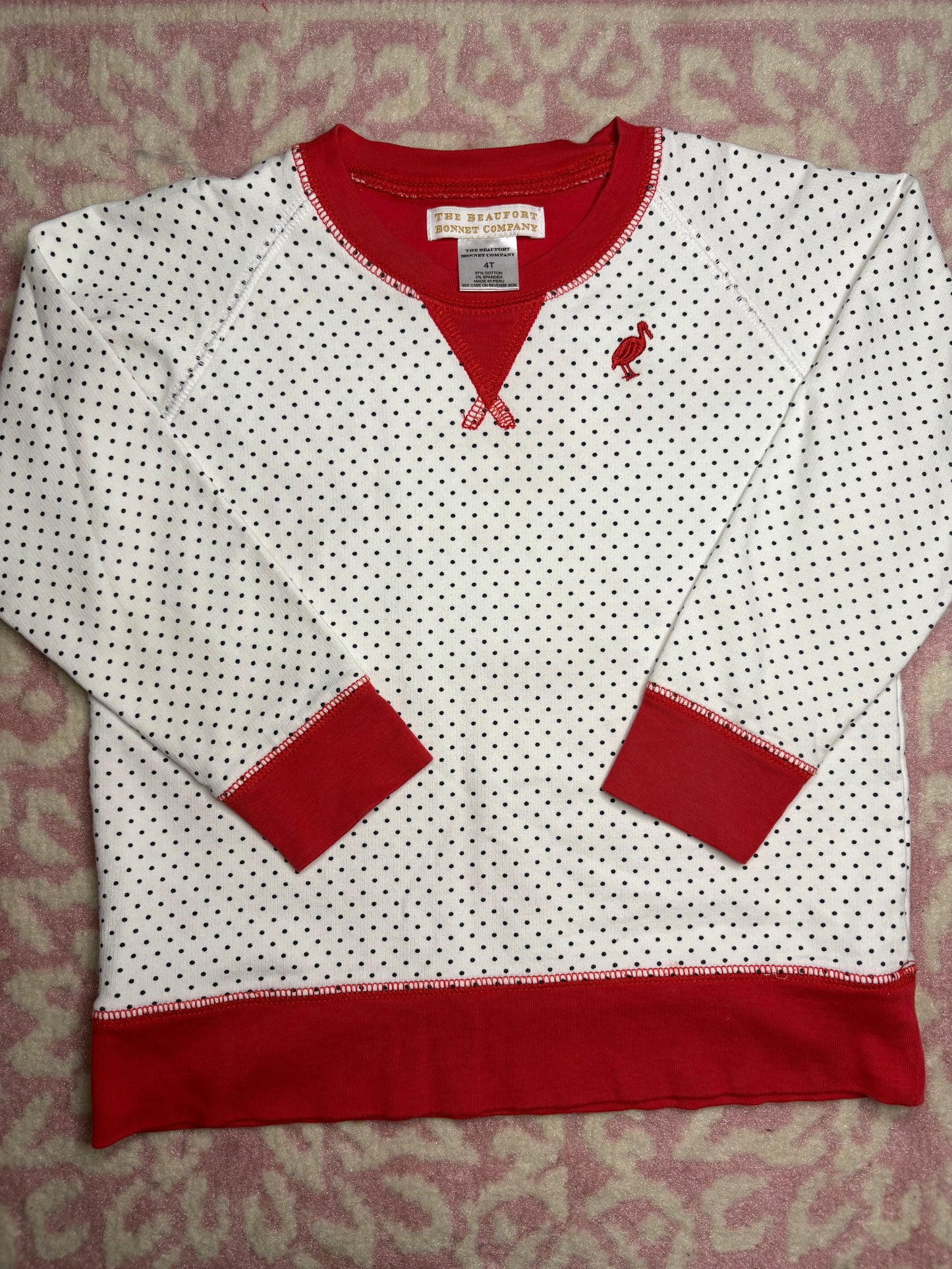 4T TBBC Cassidy Comfy Crewneck in BLK/WH Polka Dots and Red