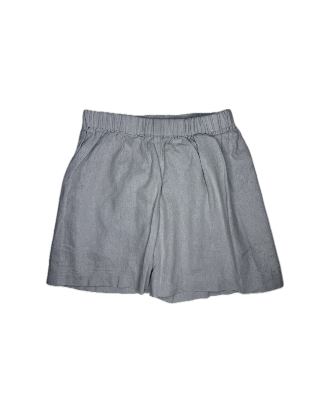 Light gray elastic waist children's shorts on a white background