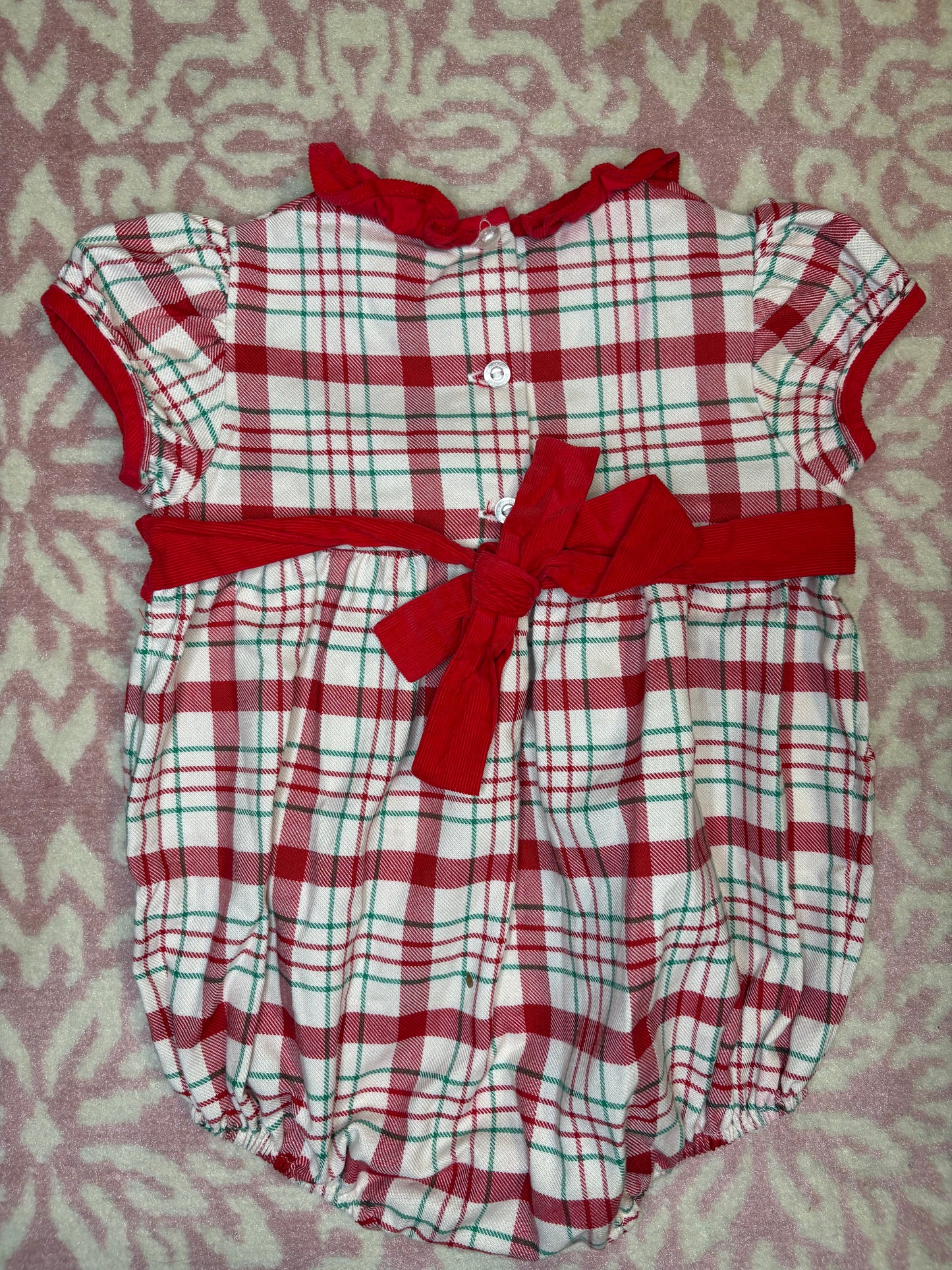 18M Little English Caroline Bubble in Holiday Plaid