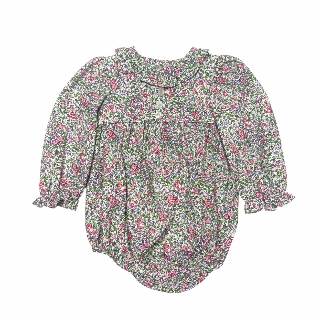 6M Little English Floral Ruffle Button LS Bubble