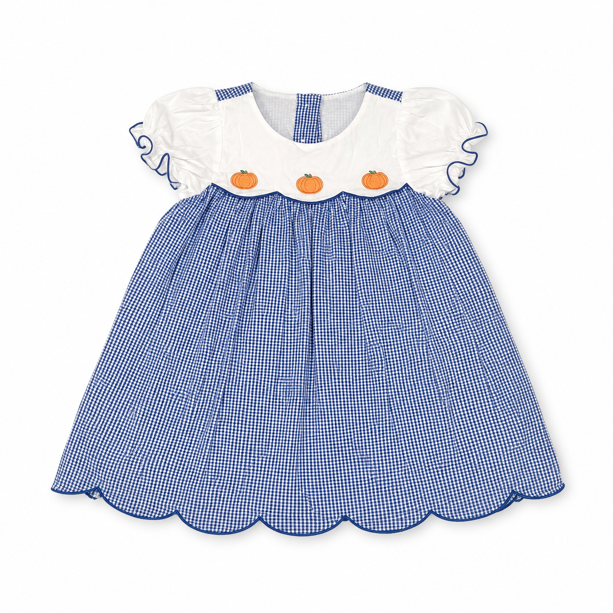 3T Classic Whimsy Scallop Pumpkin Appliqué Dress