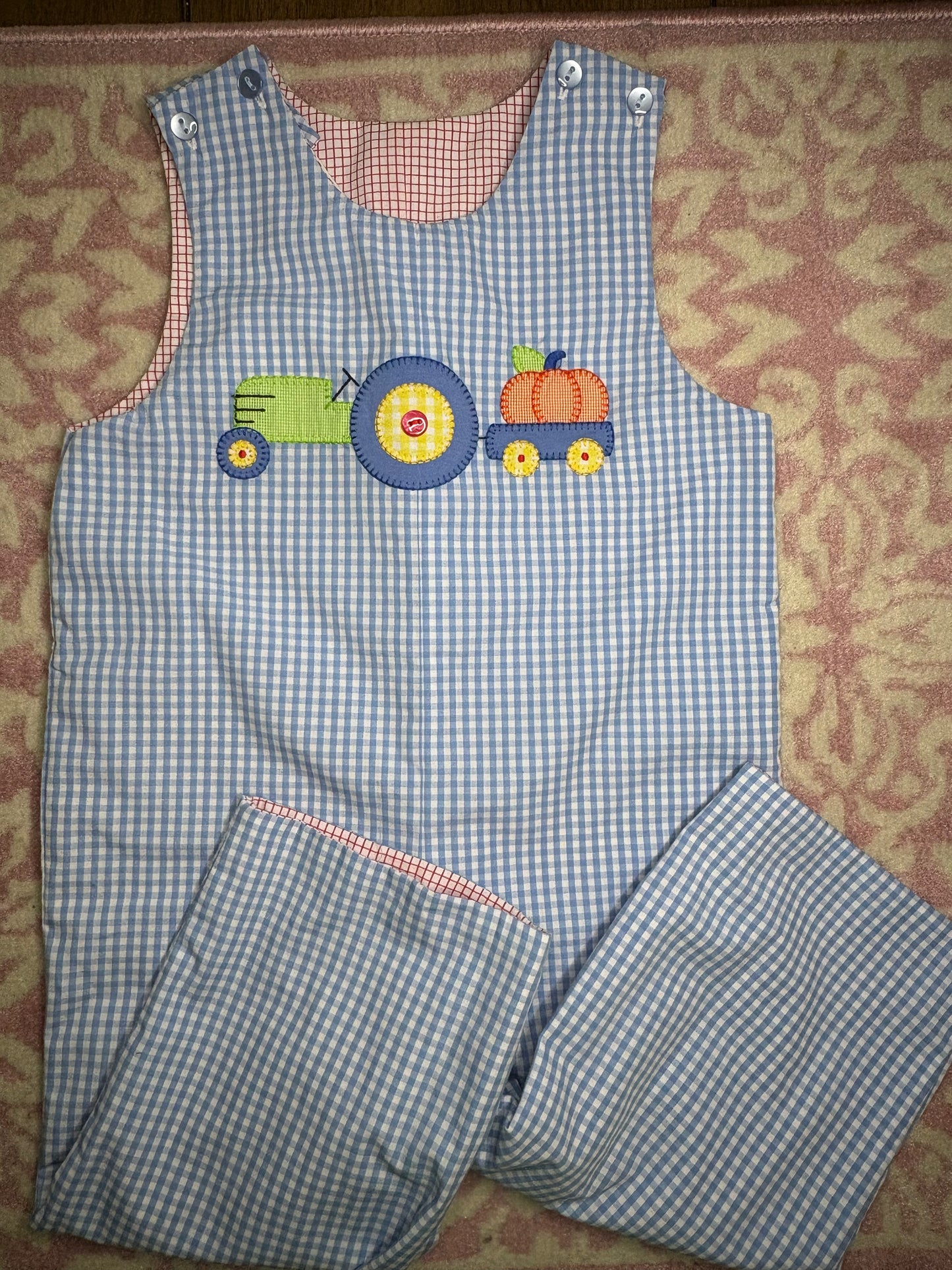 2T Shrimp and Grits Reversible Longall Santa/ Tractor and Pumpkin