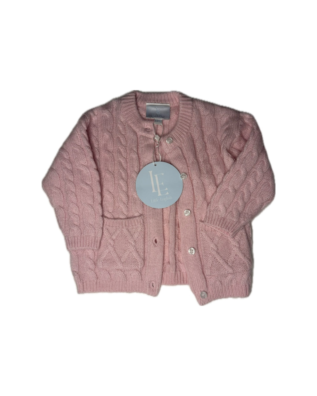 9/12M Little English Pink Cable Knit Sweater