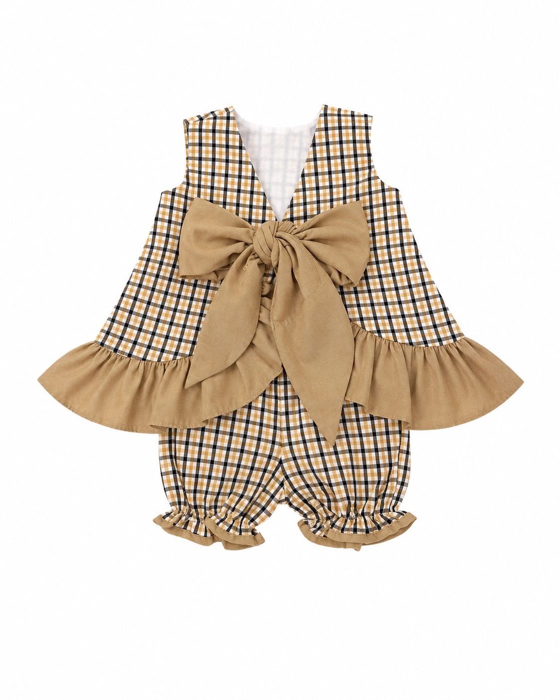 3M Lulu Bebe Saints Check Ruffle Bloomer Set