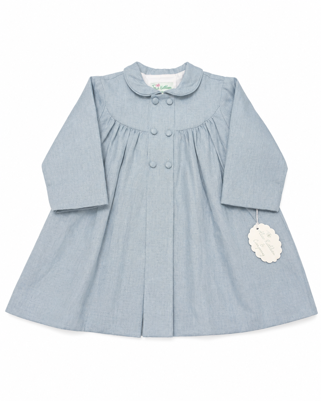 18M Alice Kathleen Dusty Baby Blue Linen Double Breasted Coat