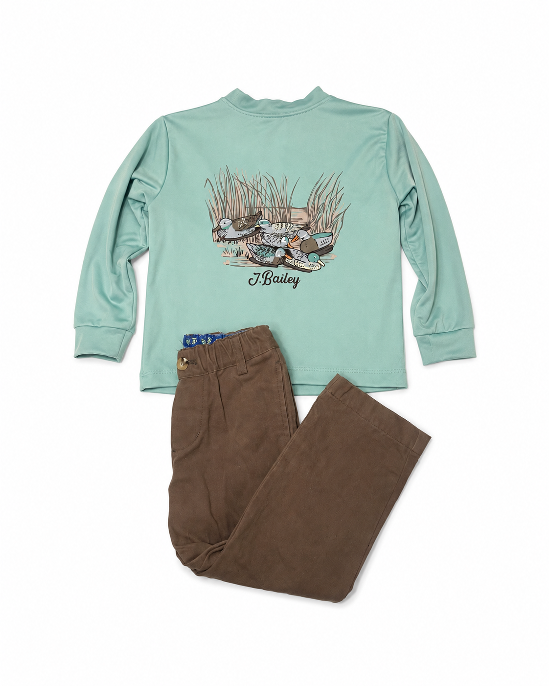 3T J. Bailey Mallard Duck + Brown Pants Set
