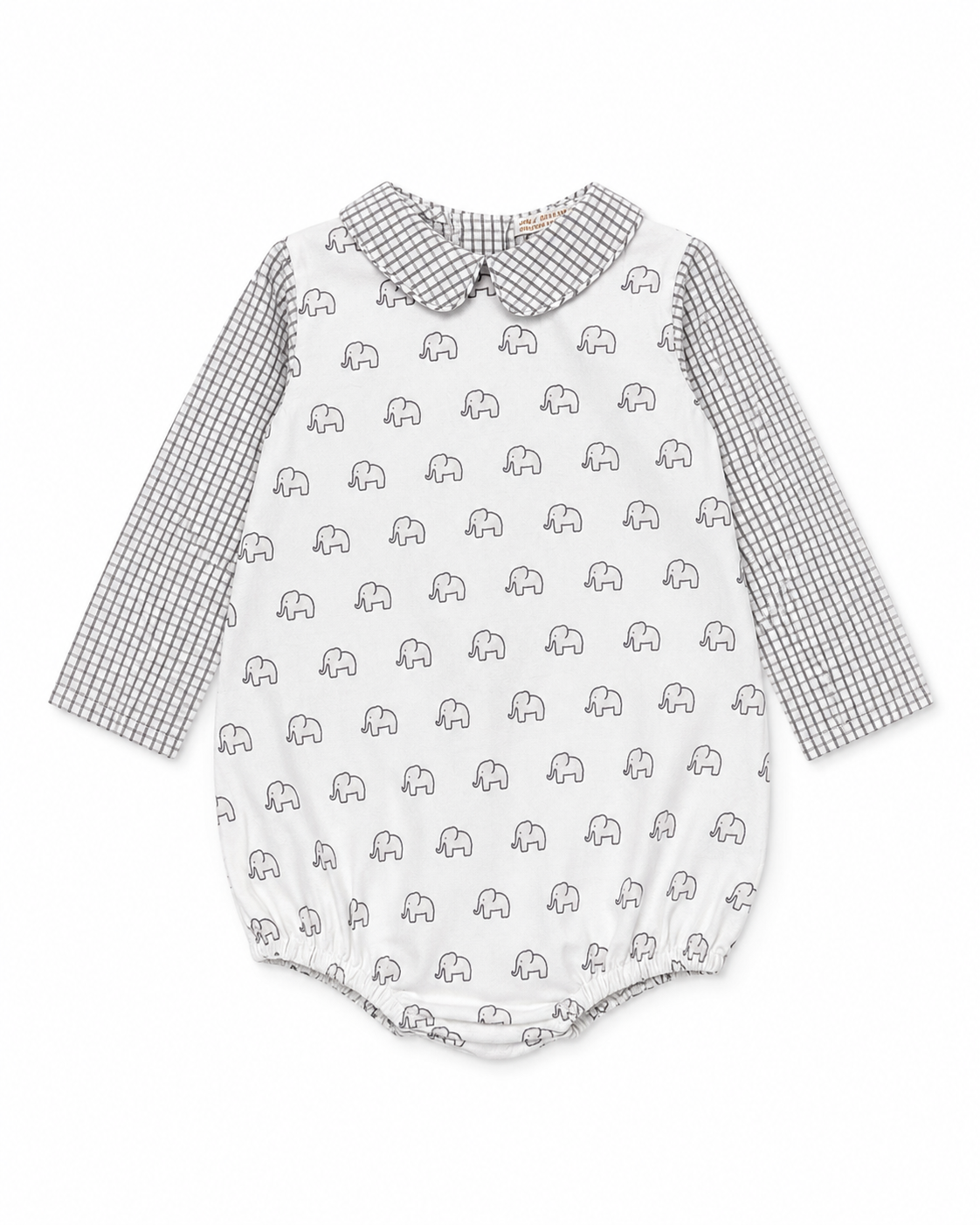 3/4 Hannah Kate Elephant + Windowpane Peter Pan Collar Shirt