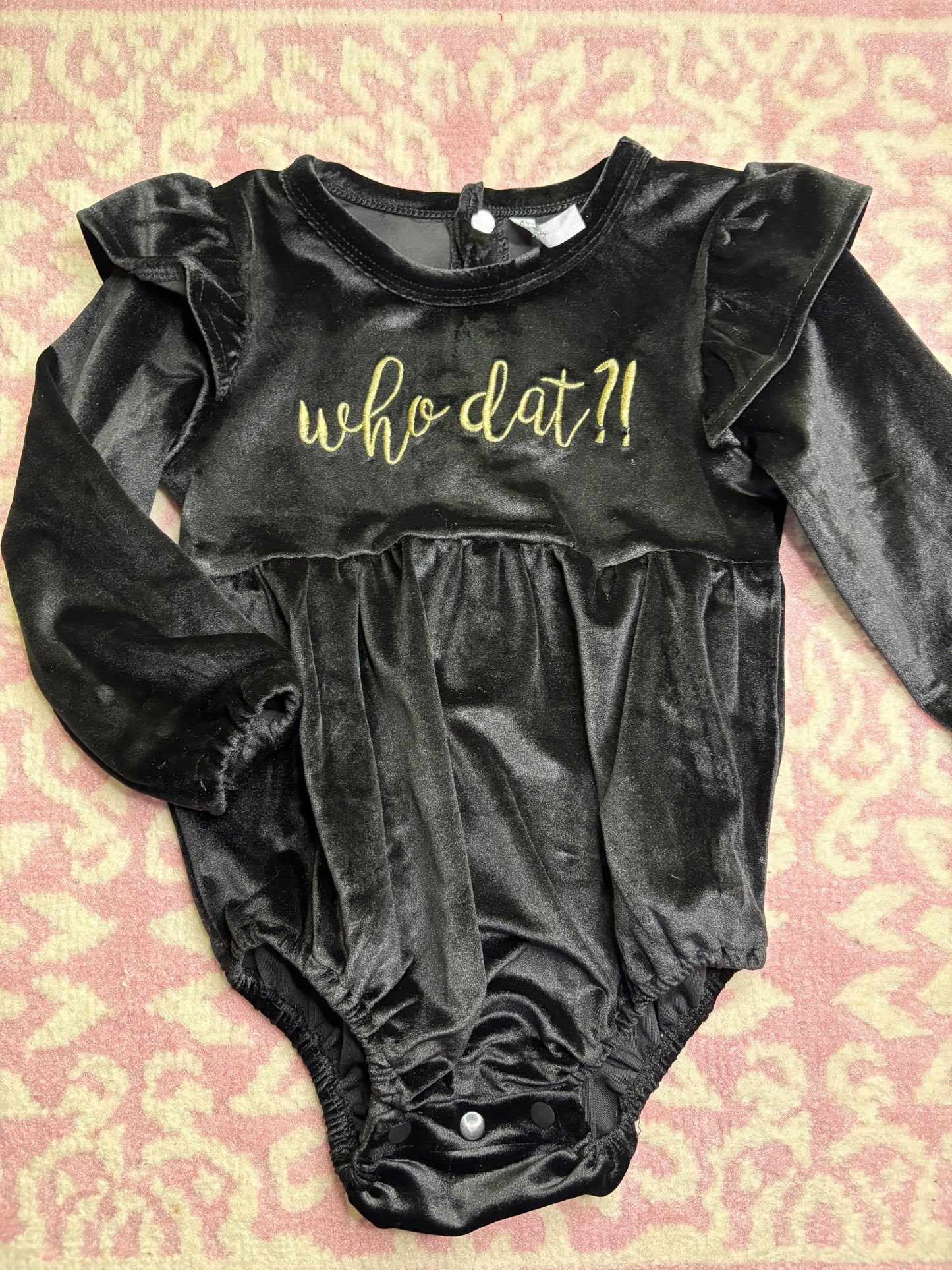 6-12M Lil Lagniappe Who Dat Velvet Bubble