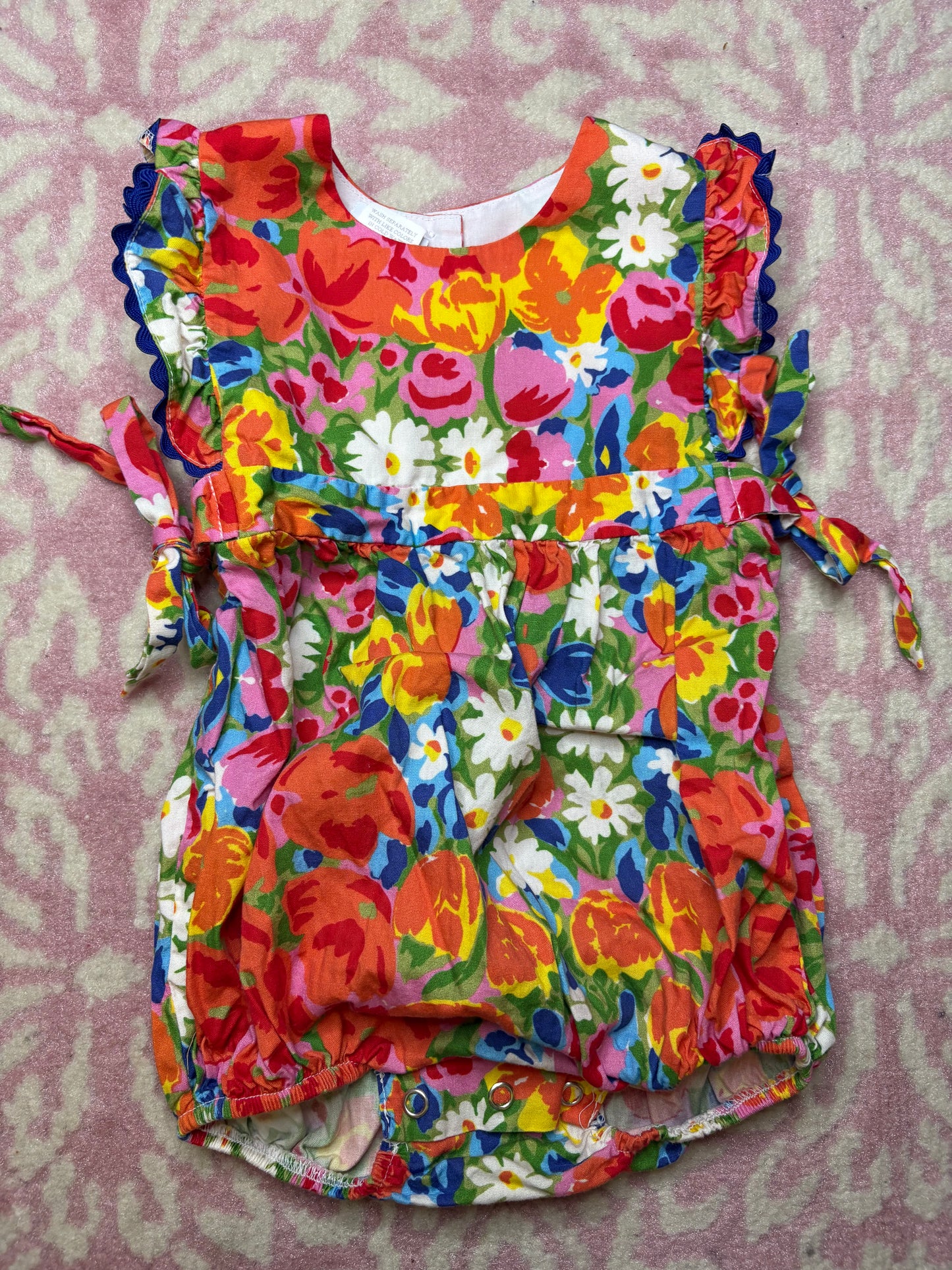 18M Bella Bliss Side Tie Floral Bubble with Rick Rack Ruffle