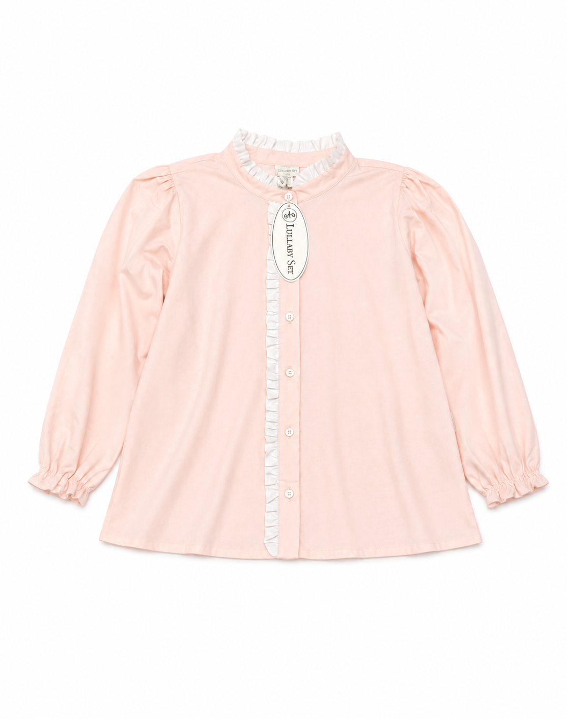 10 Lullaby Set Pink & White Ruffle Button Down LS Top