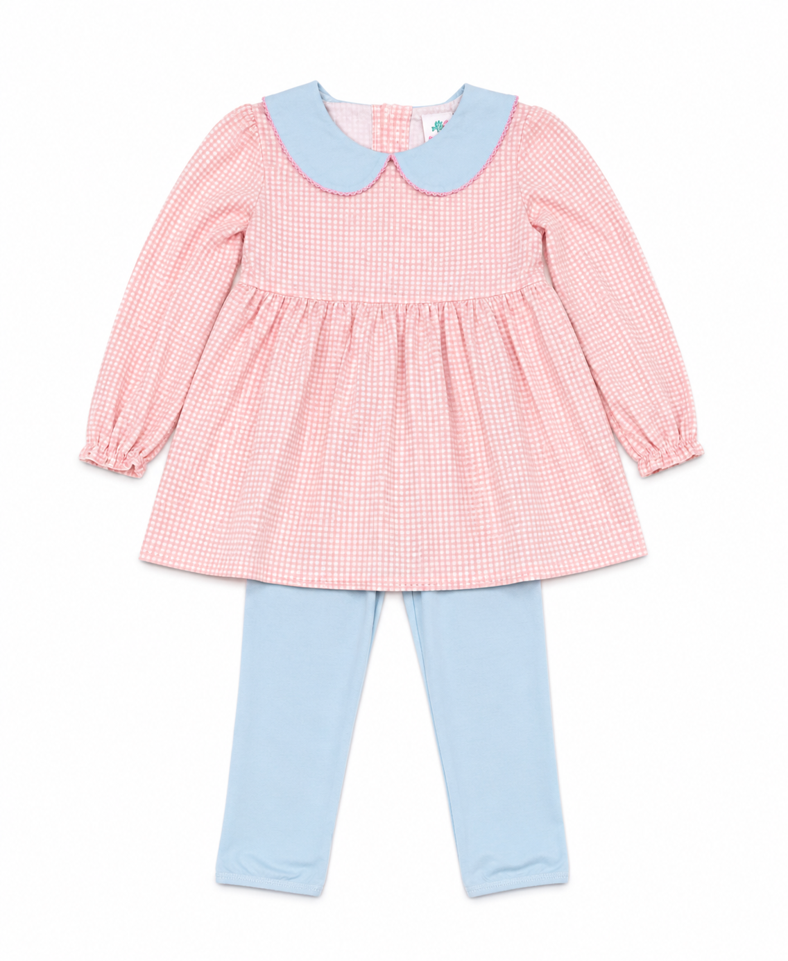 8 Jellybean Pink & French Blue Windowpane Legging Set