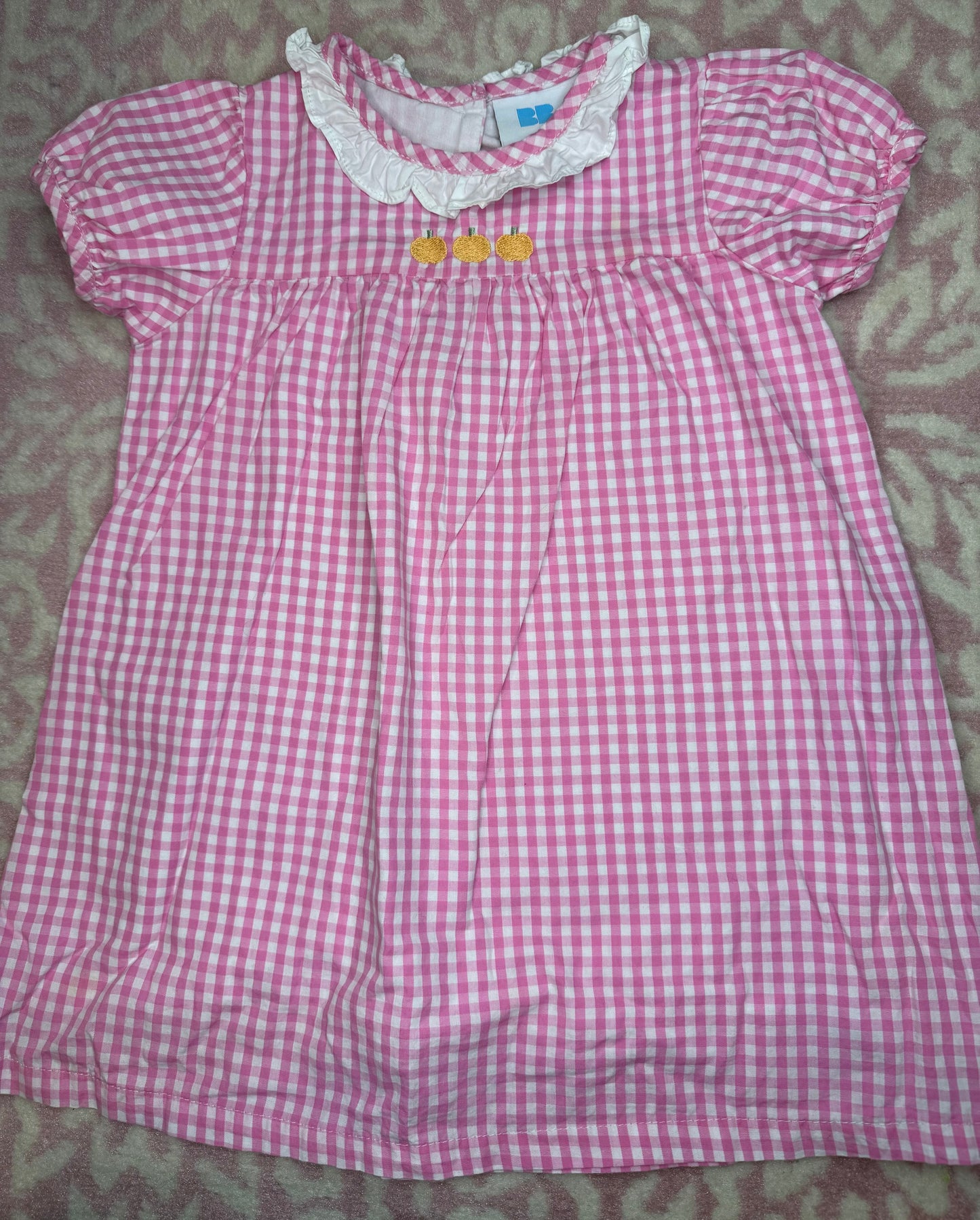 Sz 3 BB Kids Pumpkin Pink Gingham Dress