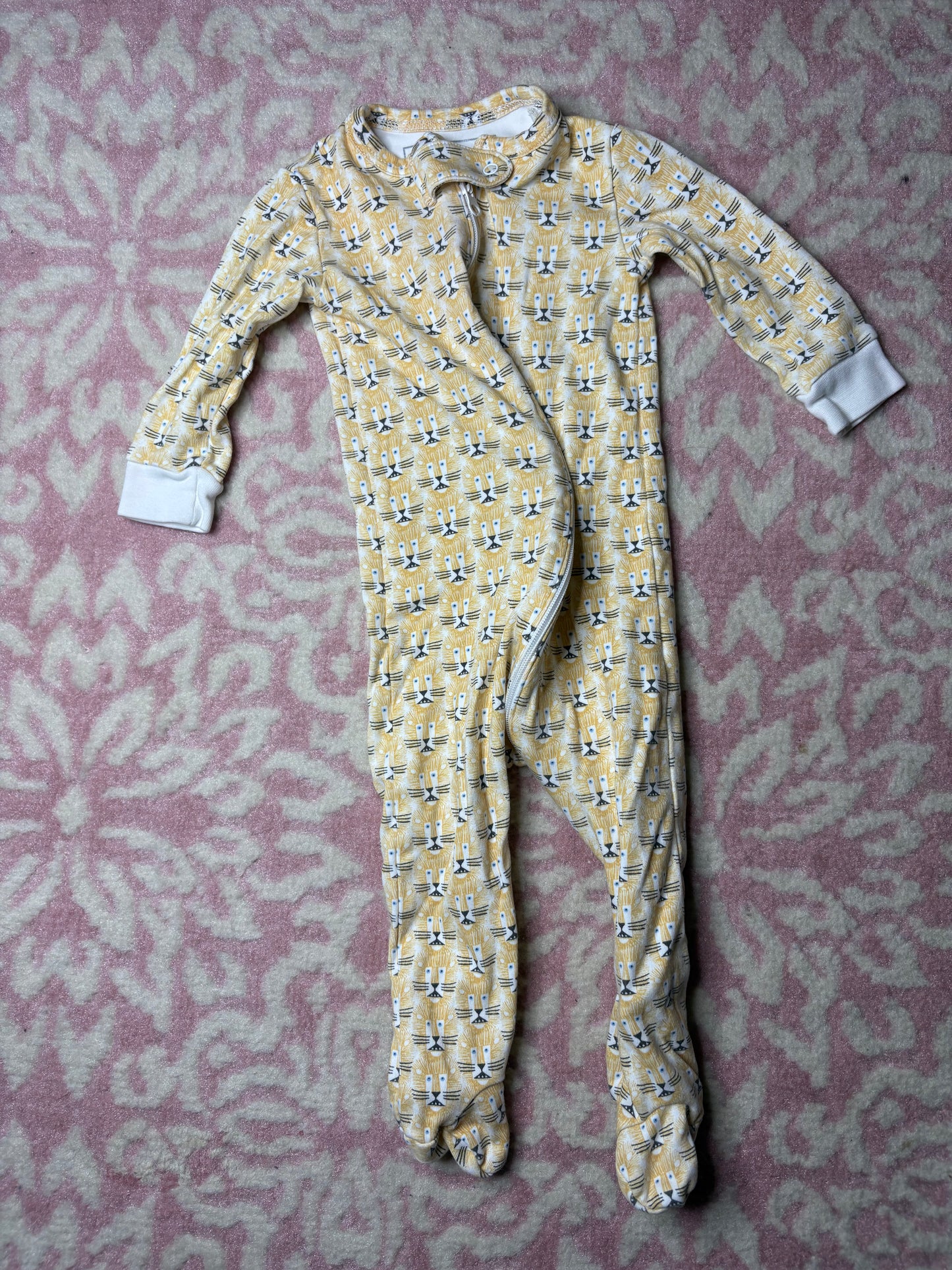 0-3M Lila and Hayes Lion Zip Up Footed Sleeper