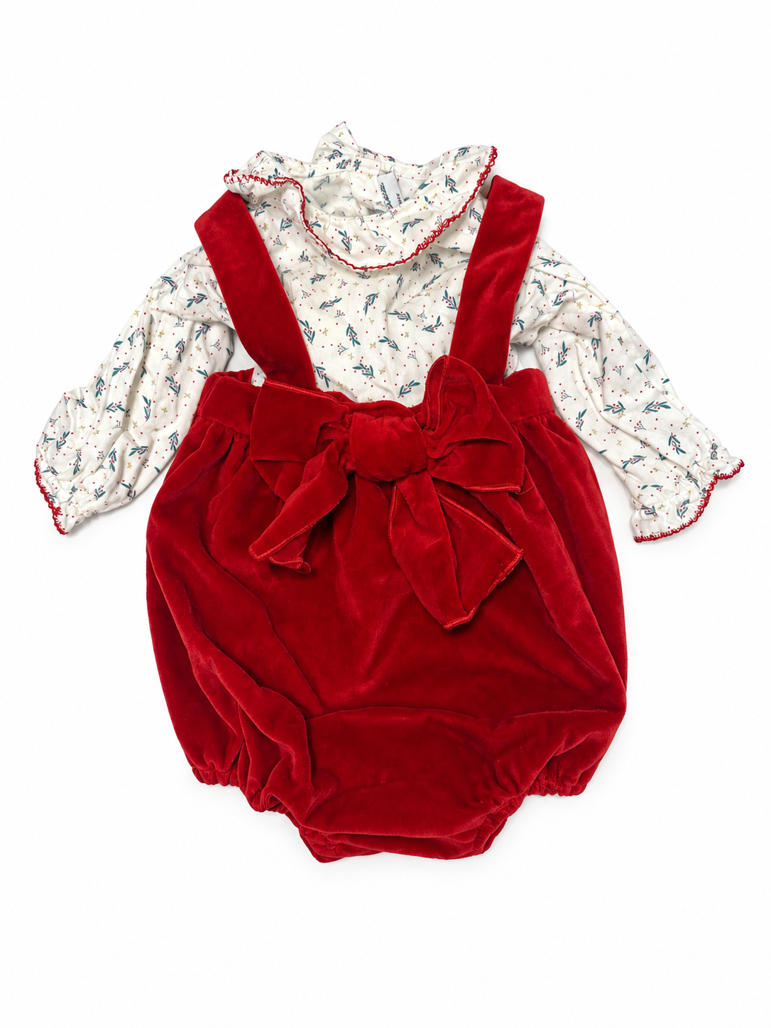 3M Sophie & Lucas Velvet Bow Suspender Holly Ruffle Bubble Set