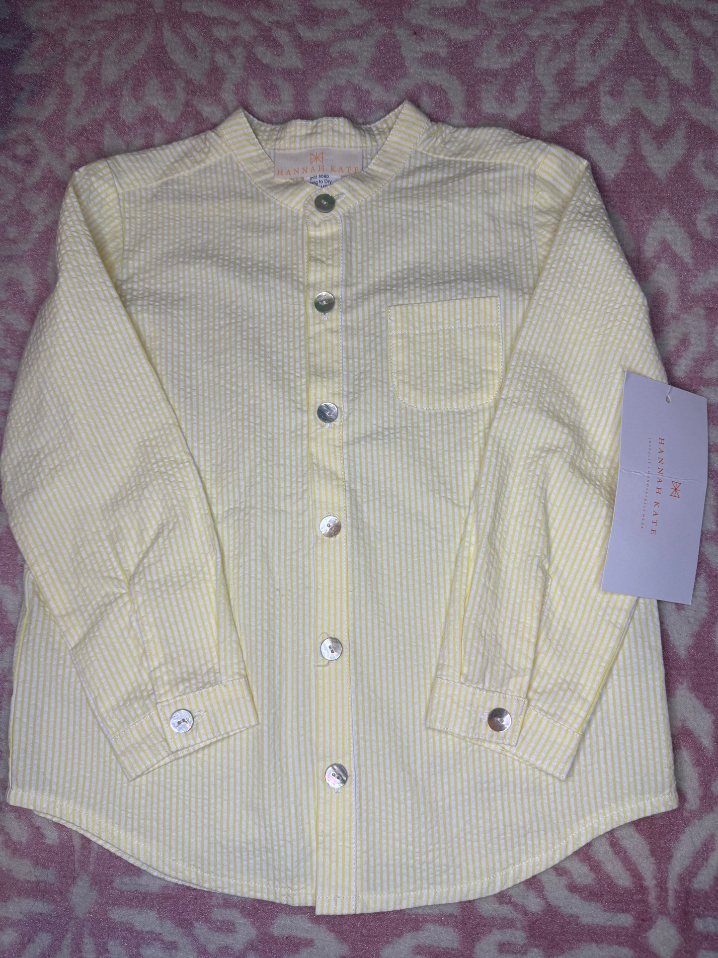 Sz 4 Hannah Kate Tyson Seersucker Yellow Button Down
