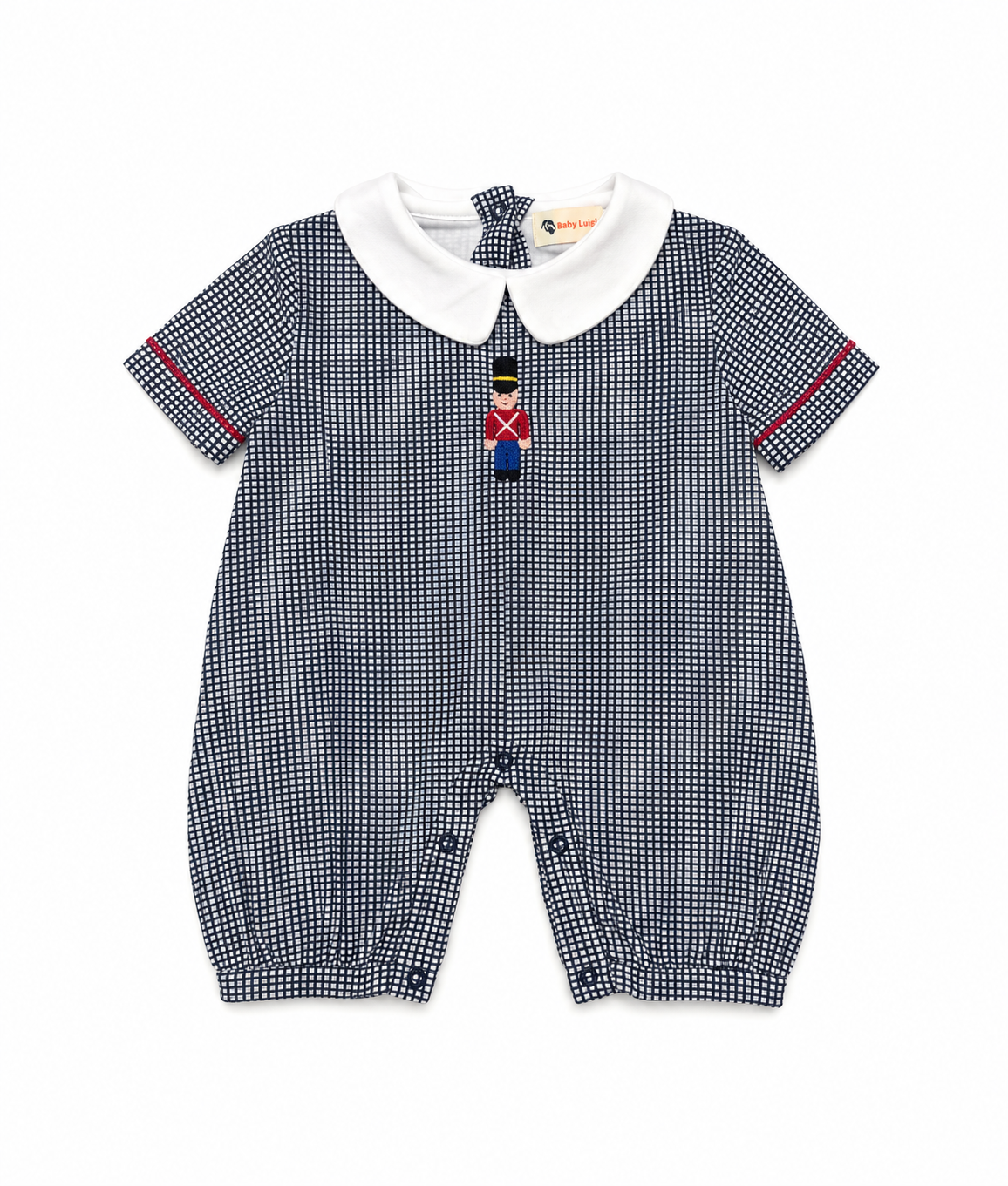 3M Baby Luigi Toy Story Navy Windowpane Knit Romper