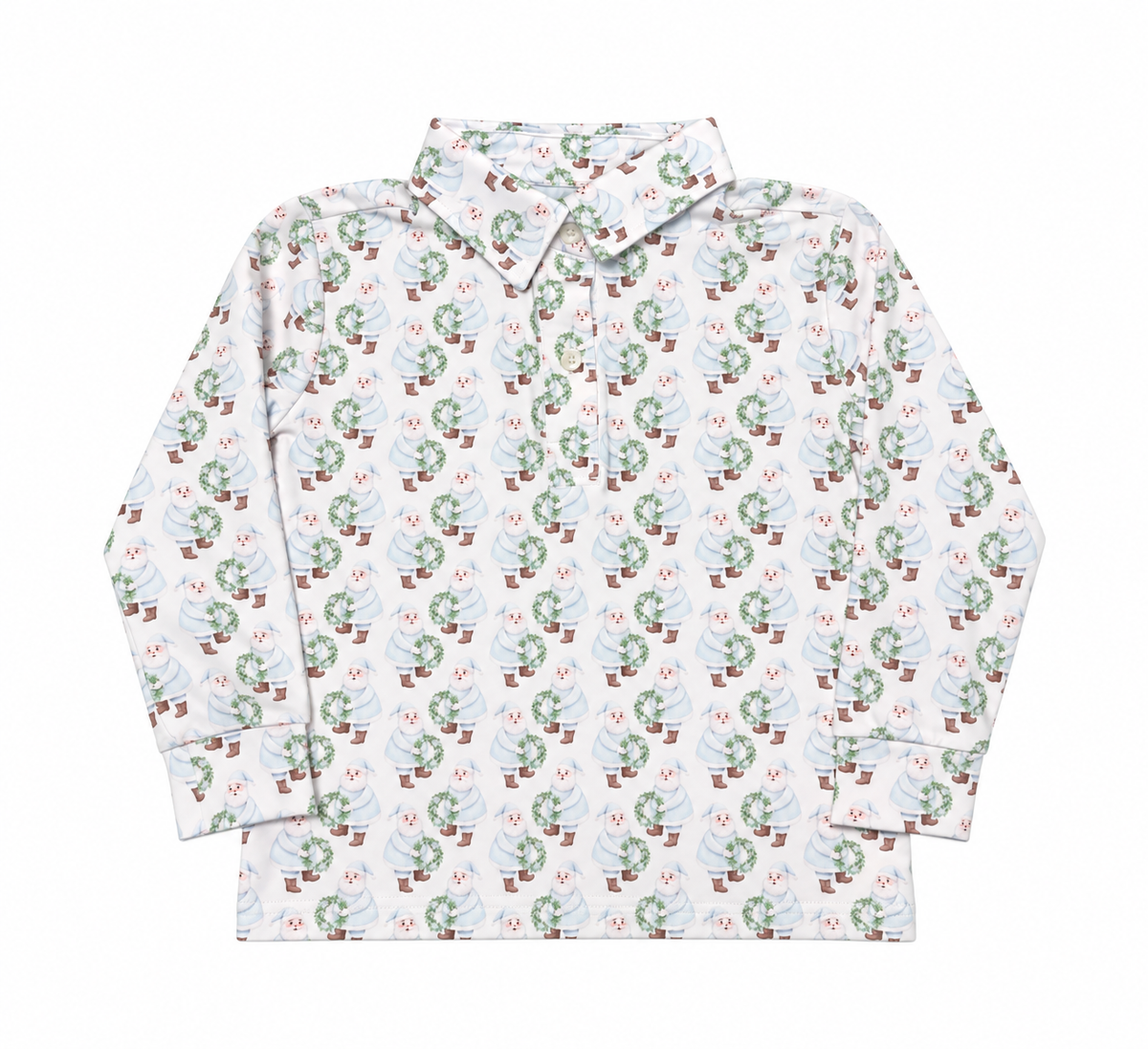 3T Little Bear Smocks Baby Blue Santa LS Polo