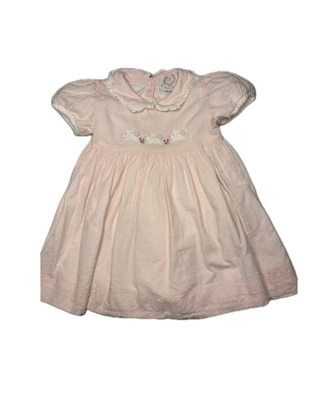 3T Cecil & Lou Swiss Dot Baby Pink Bunny Dress