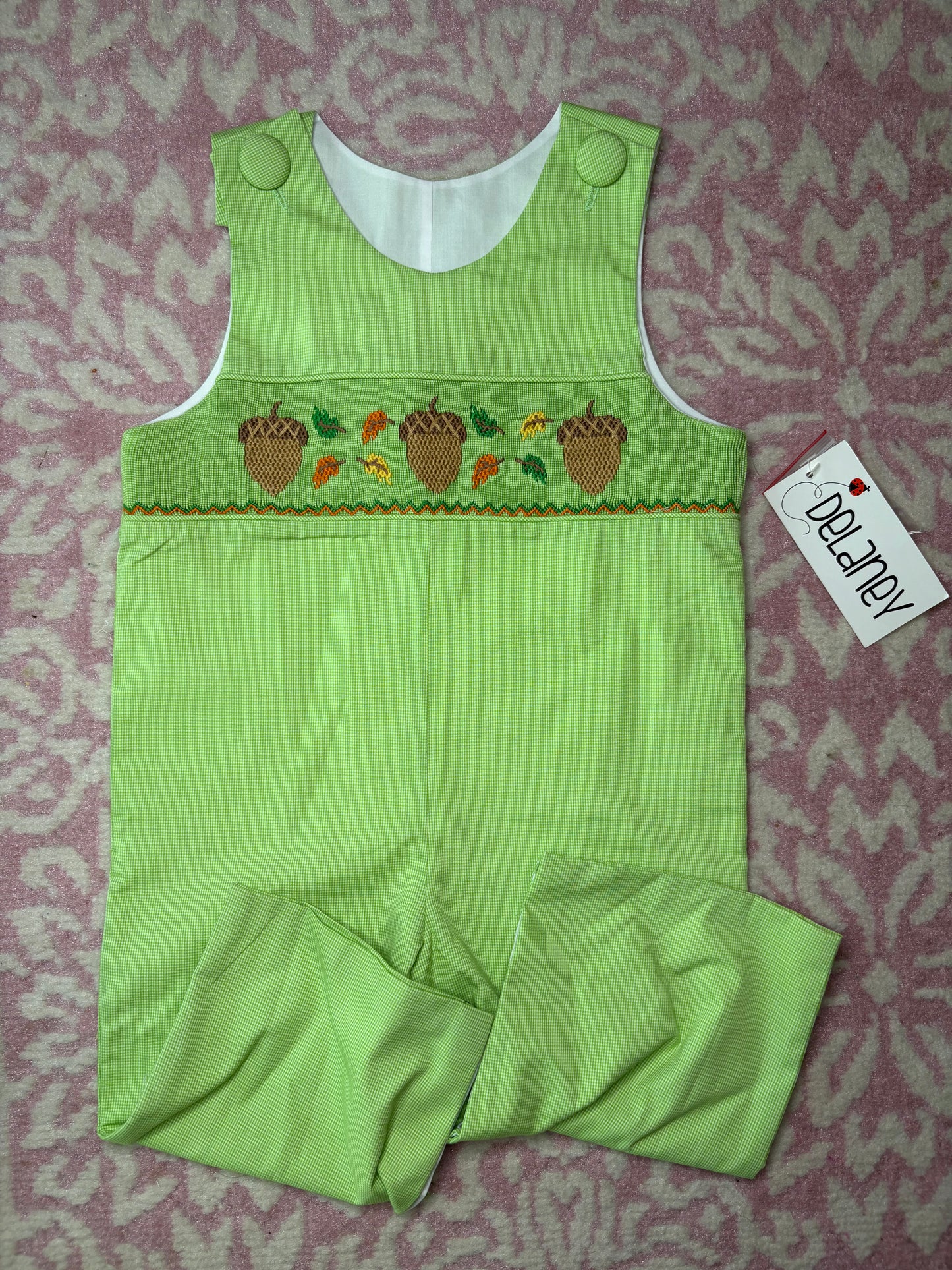 12M Delaney Green Fall Smocked Longall