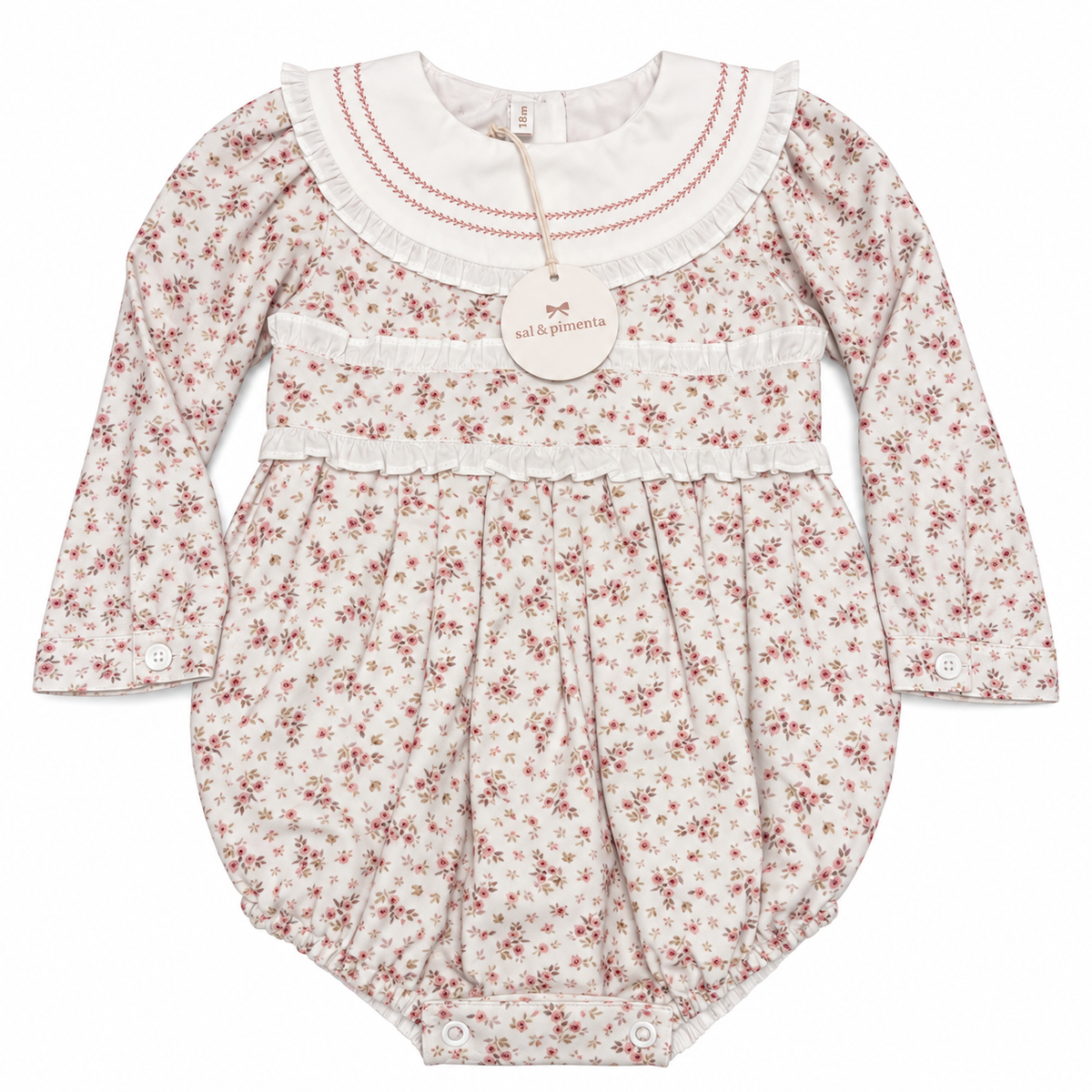 18M Sal & Pimenta Crepe Flower Ruffle LS Bubble