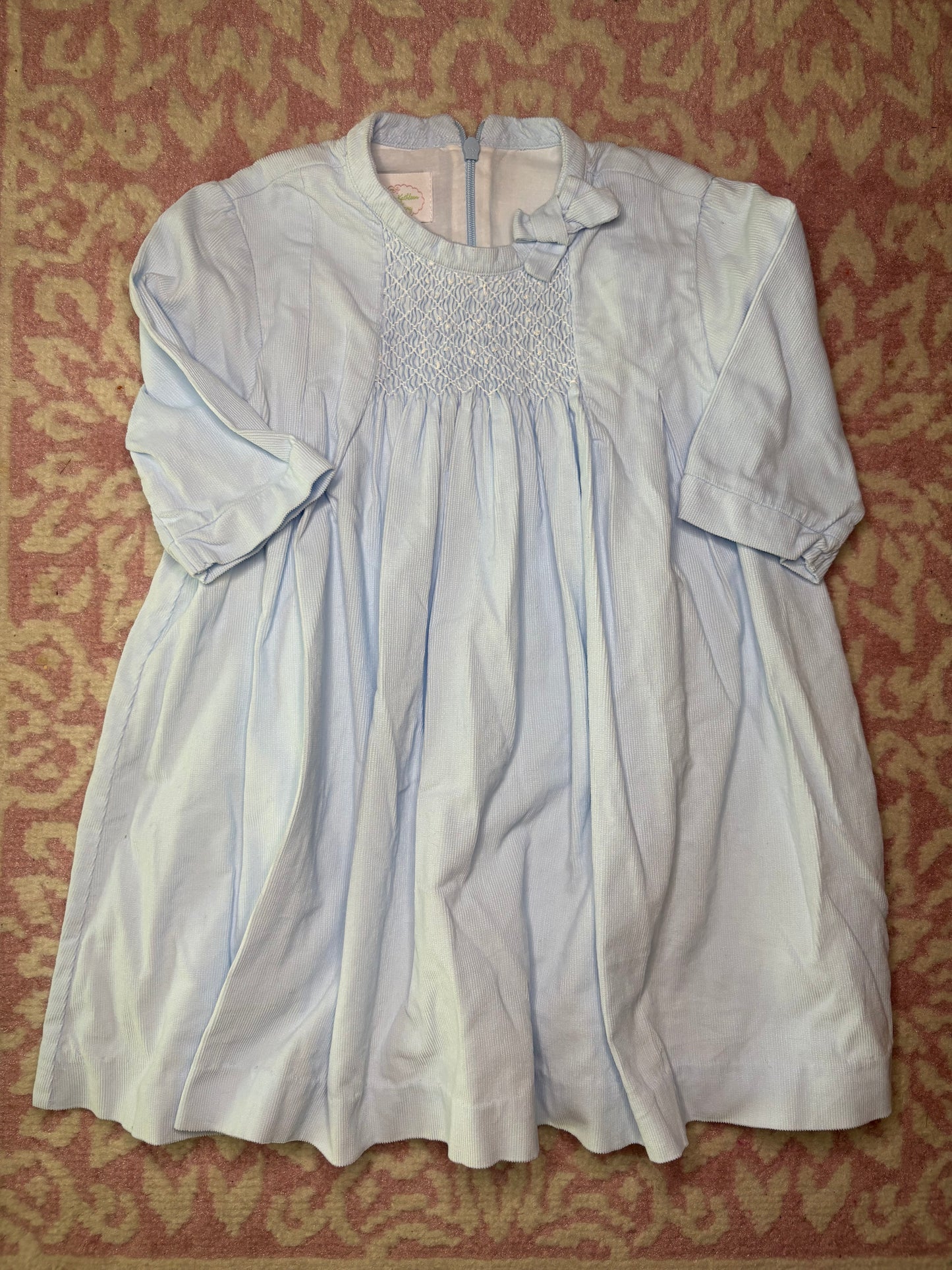 4 Alice Kathleen Smocked Light Blue Cord Gown