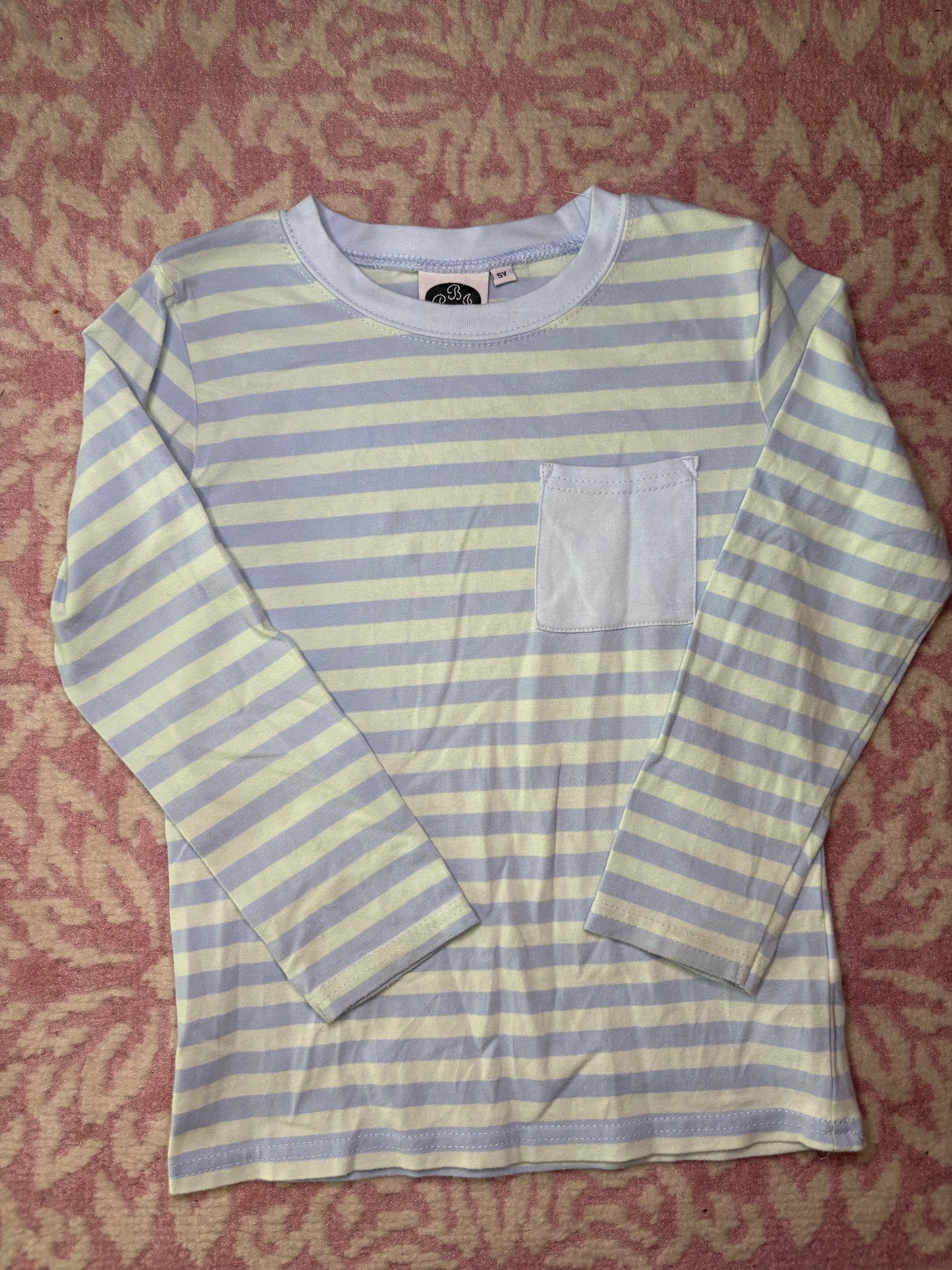 5Y PBJ Knit LS Stripe PocketTee