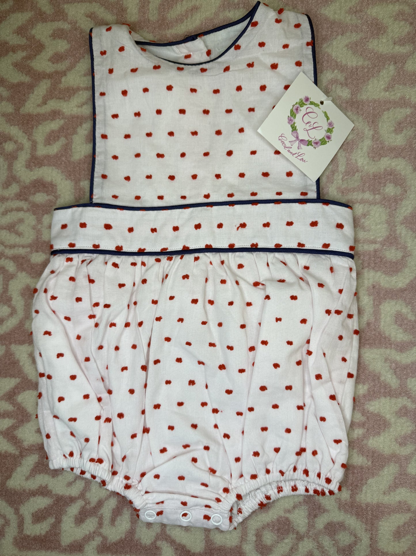 6M Cecil & Lou Red White & Blue Swiss Dot Sunsuit