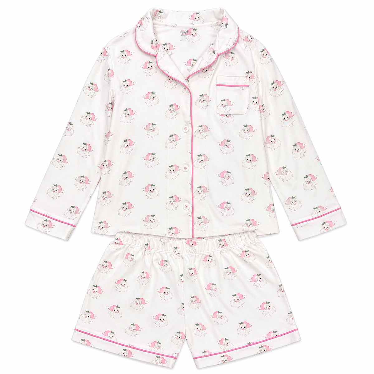 10/12 Be Elizabeth Pink Santa Sleep Short in Pima Cotton