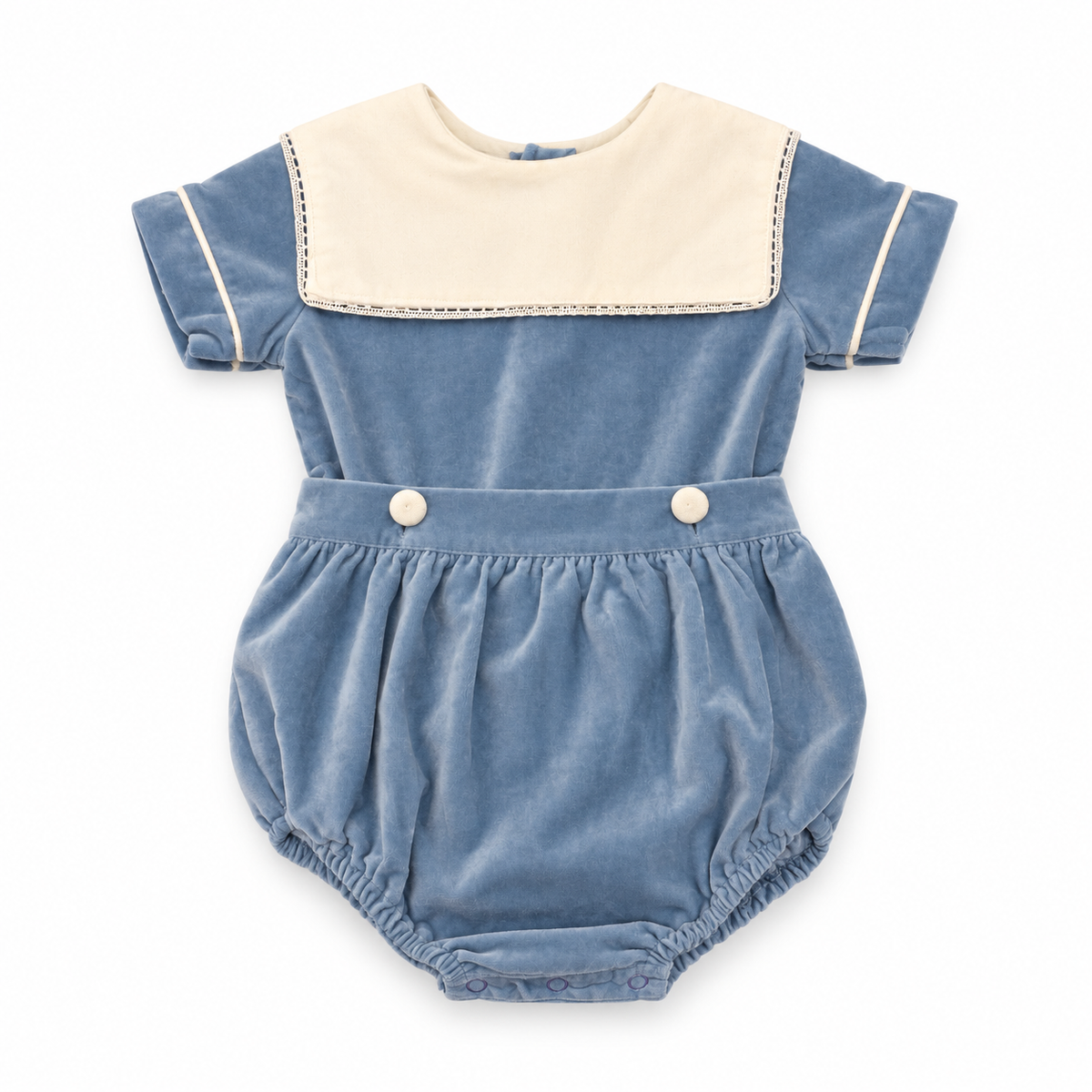 24M Lullaby Set Velvet Blue Bib Button On Bubble
