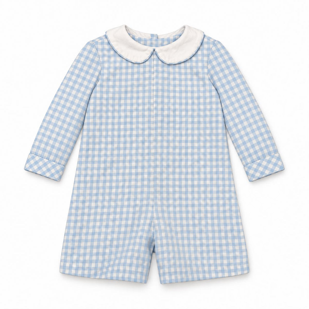 3T Percy & Tyne Baby Blue Gingham LS Romper