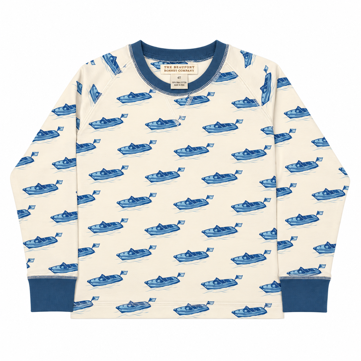 4T TBBC Briland Time Cassidy Comfy Crewneck with Wood Boat Blue trim