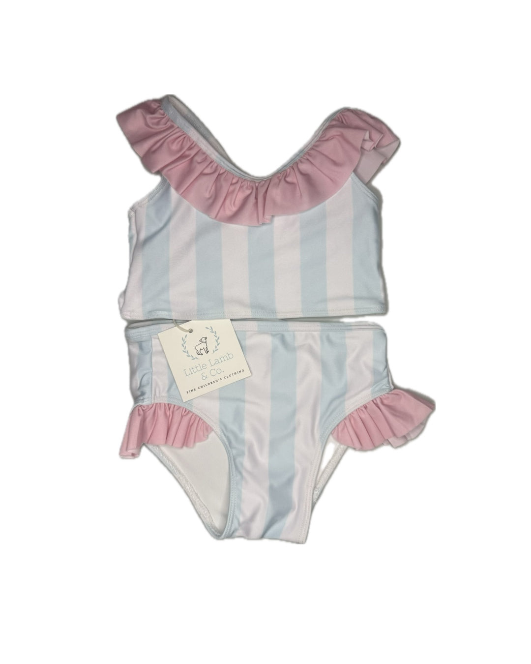 Little Lamb & Co Blue & White Striped Ruffle Two Piece