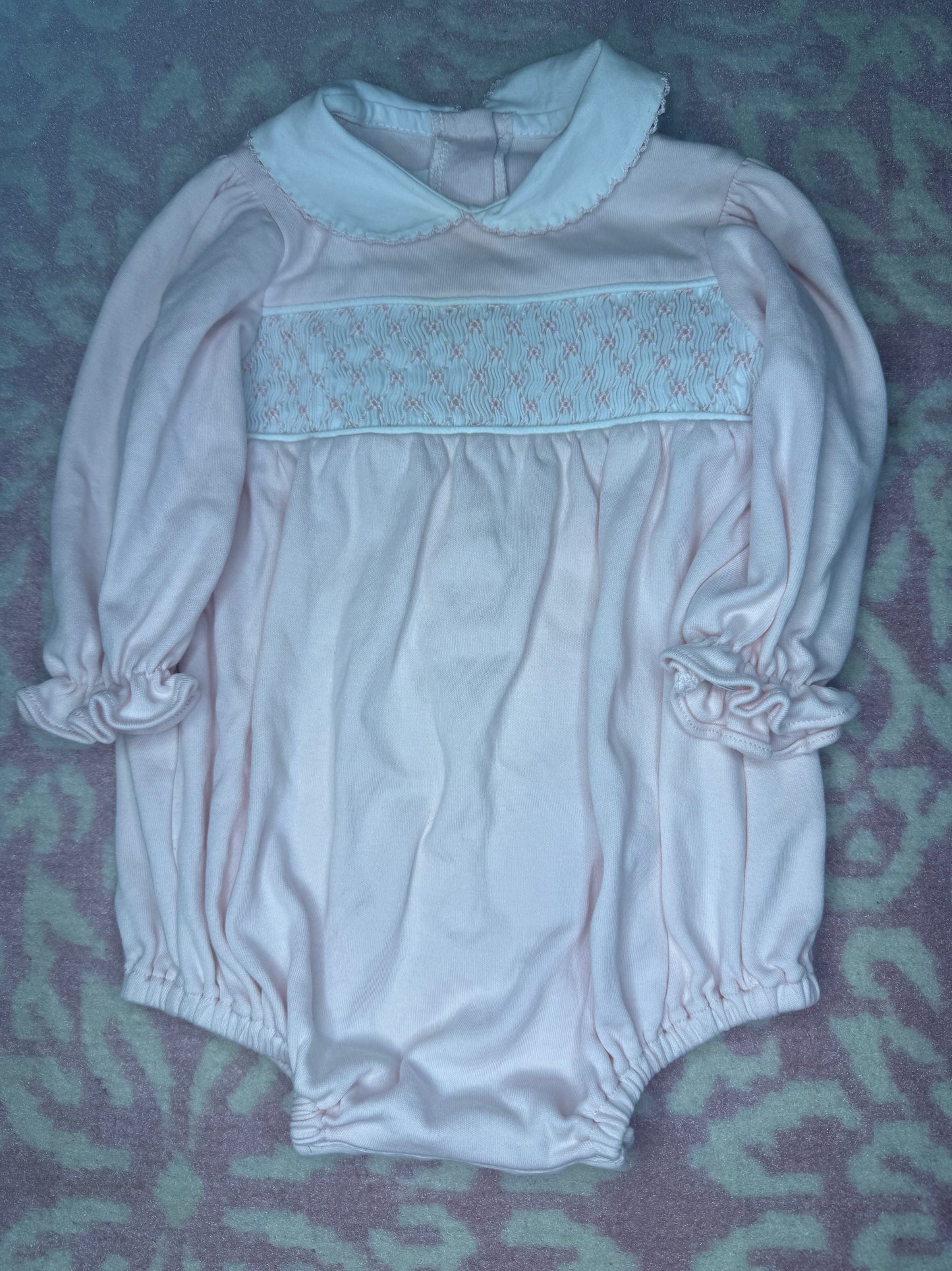6M Lullaby Set Pink Smocked Knit LS Bubble