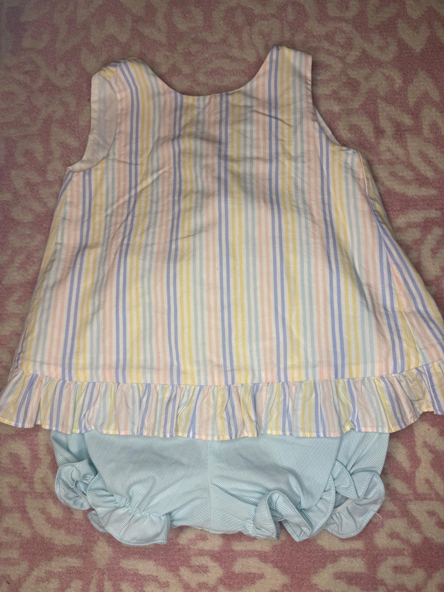 12M James & Lottie Pastel Striped Sling Back Bloomer Set