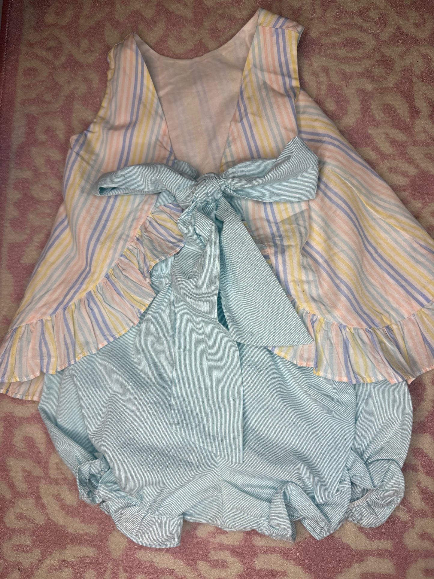 12M James & Lottie Pastel Striped Sling Back Bloomer Set