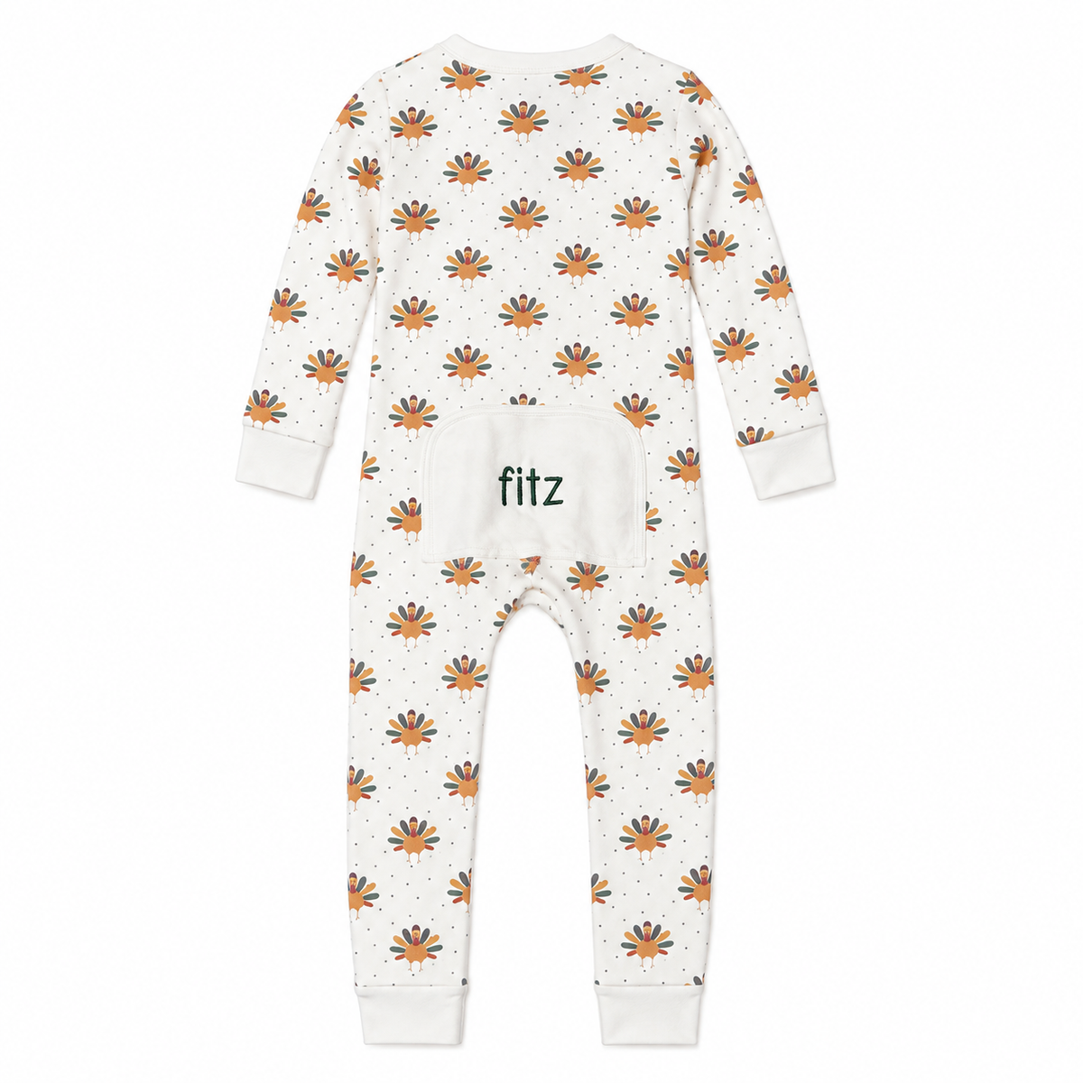 4T Smockingbird Turkey Zip Up Jammie’s “Fitz” Mono