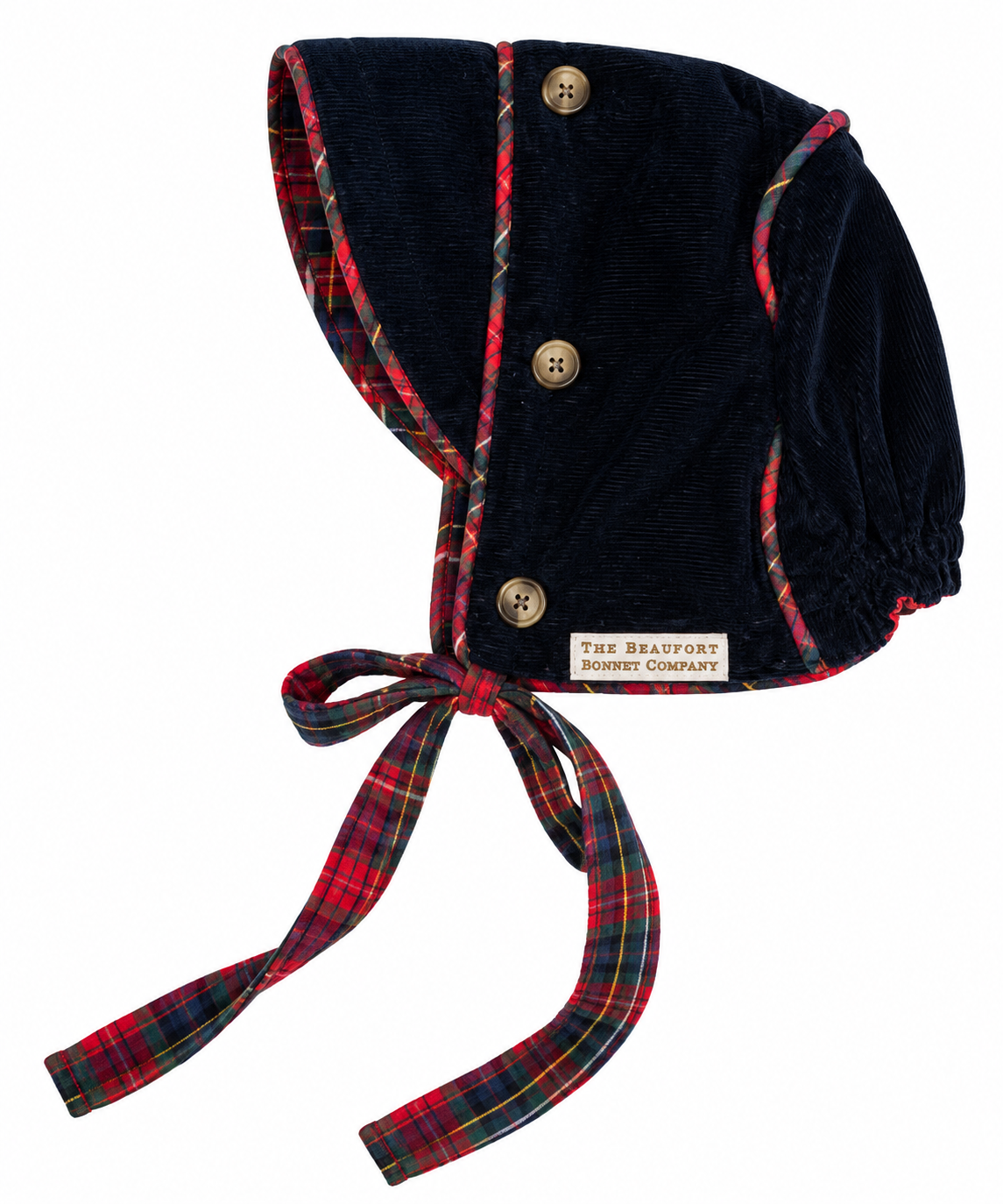 S TBBC Nantucket Navy Cord Tartan Trim Bonnet