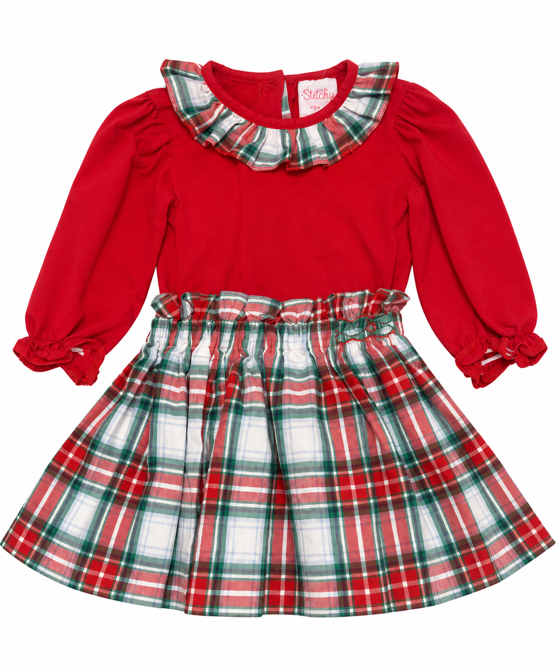 3T Stitchy Fish Tartan Ruffle Skirt Set