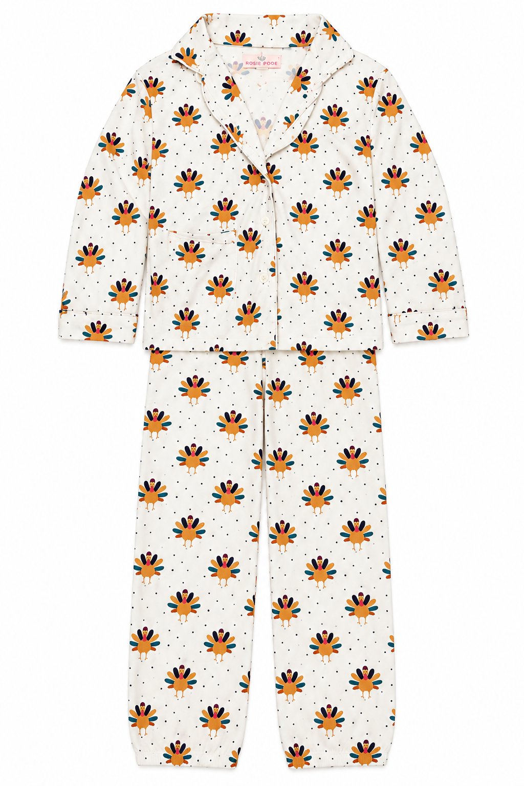4T Smockingbird Turkey Pajama Set