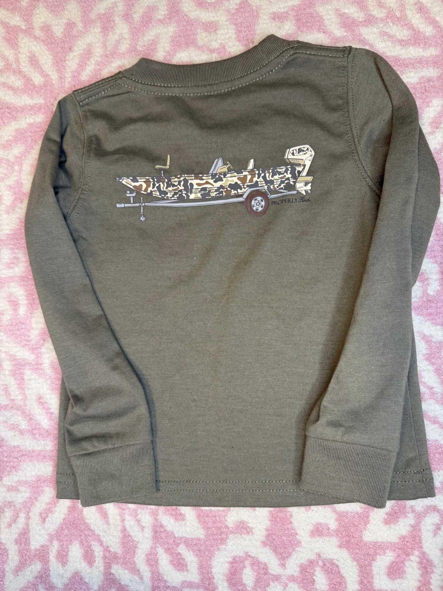 12M Properly Tied Camo Boat LS Tee