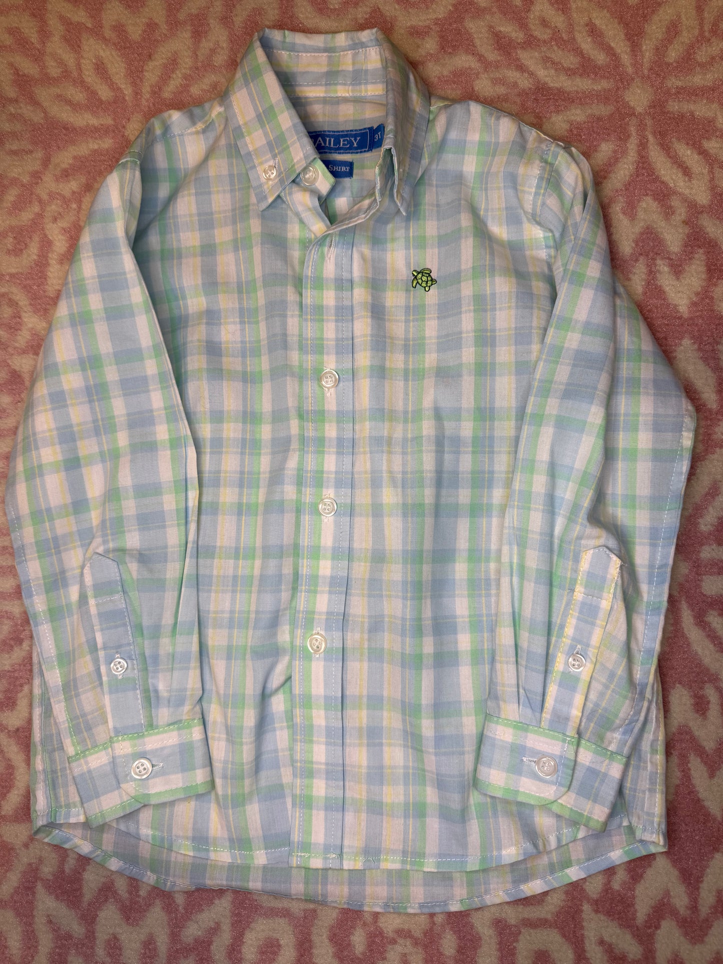 3T J. Bailey Green, Yellow, & Blue Check Button Down