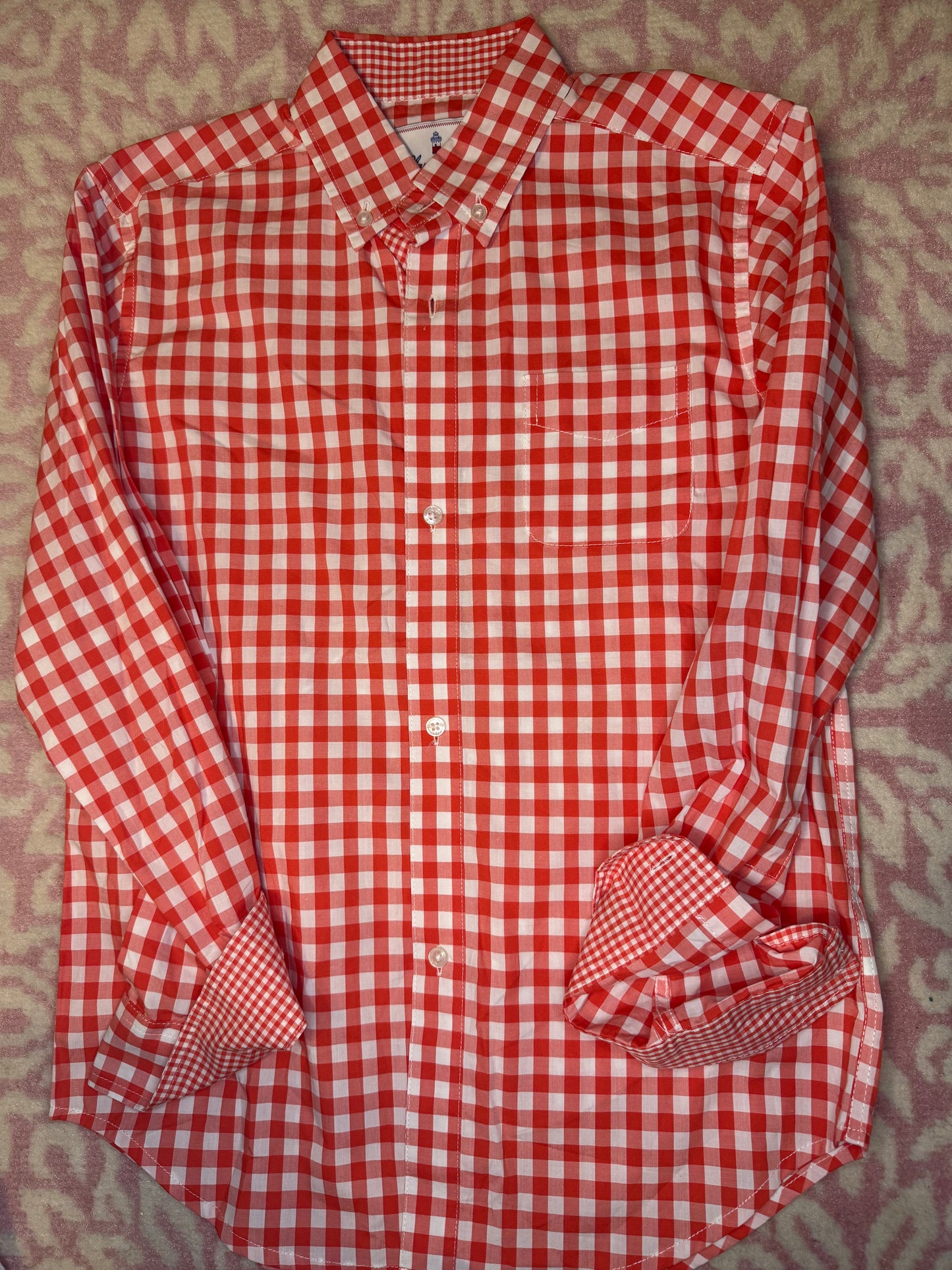 Sz 10 Classic Prep Red & White Check Button Down