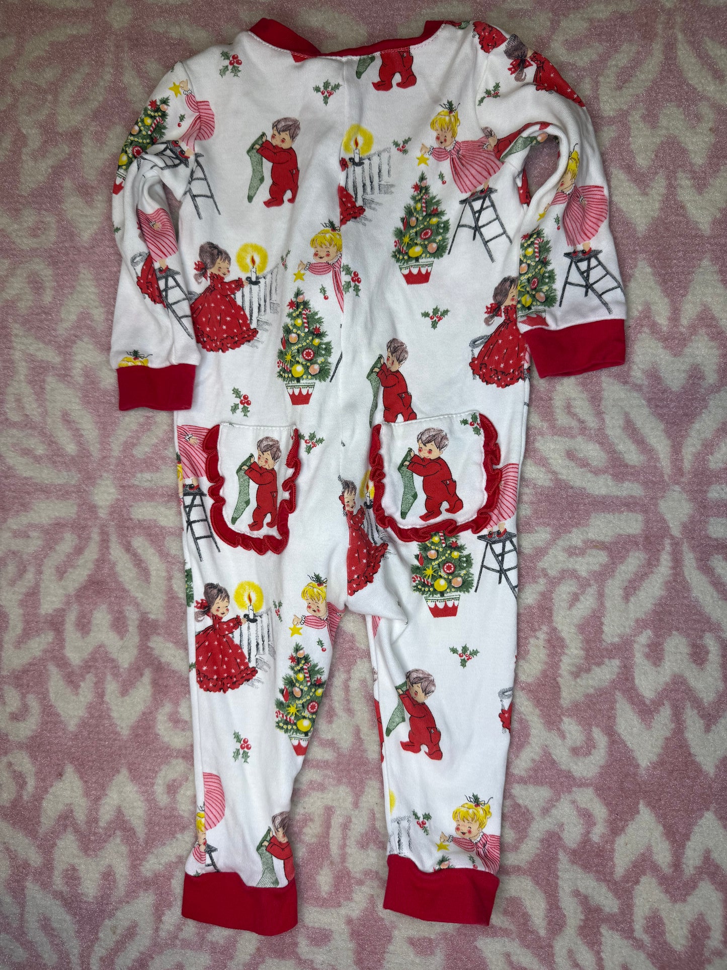 9M Posh Pickle Vintage Christmas Zip Up Jammie’s