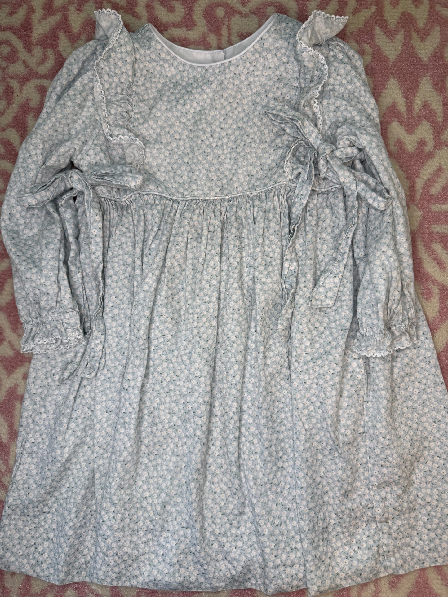 Sz 3 Petit Bebe’ Baby Blue Floral LS Dress
