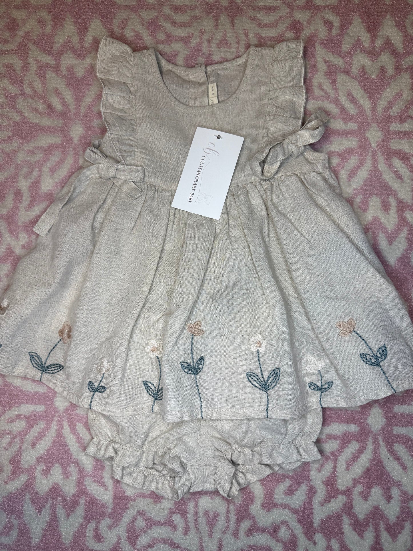 3/6+9/12 Elegant Baby Floral Dress Cardigan Set