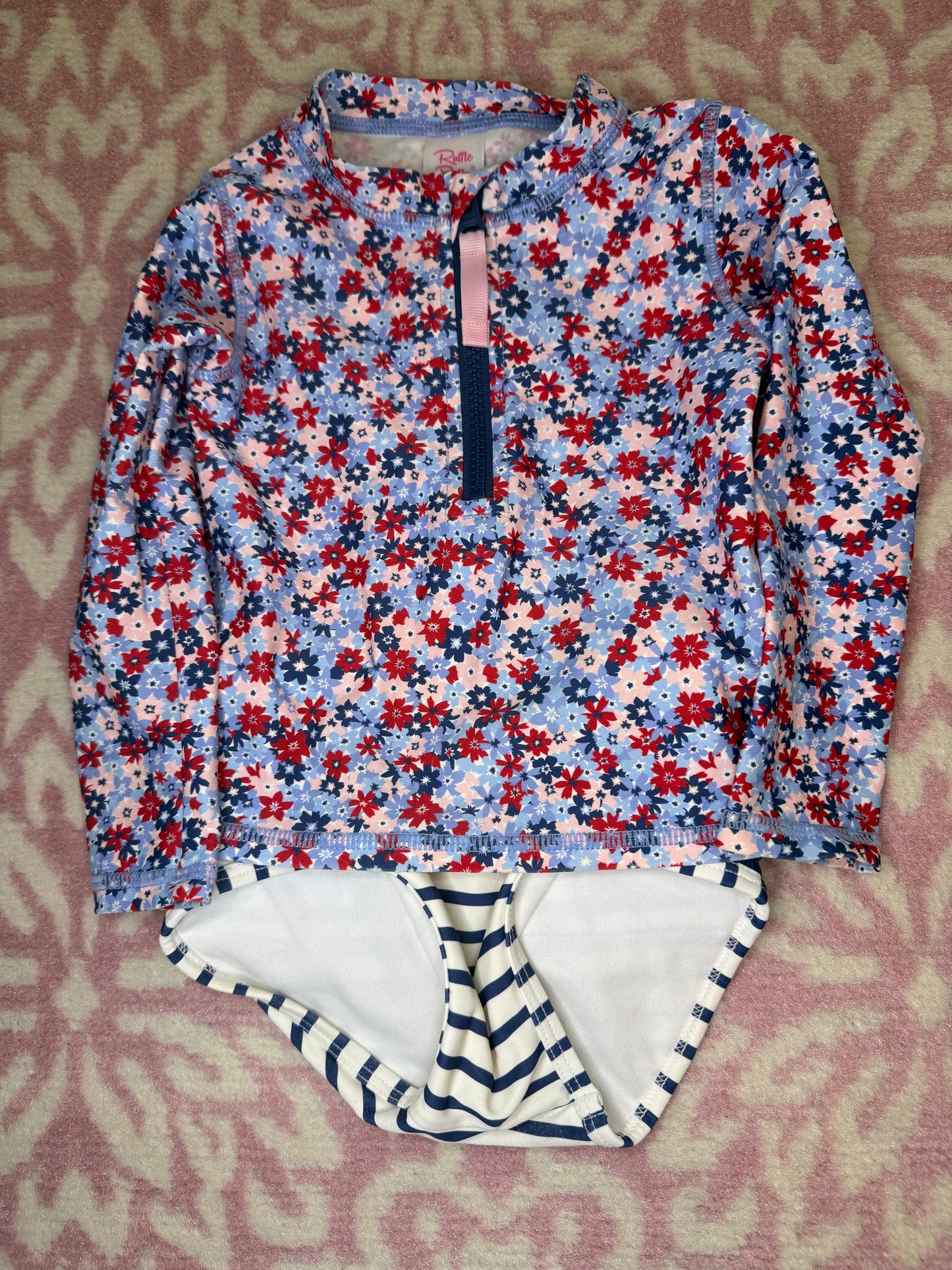 2T Rufflebutts Floral Rash Guard Set